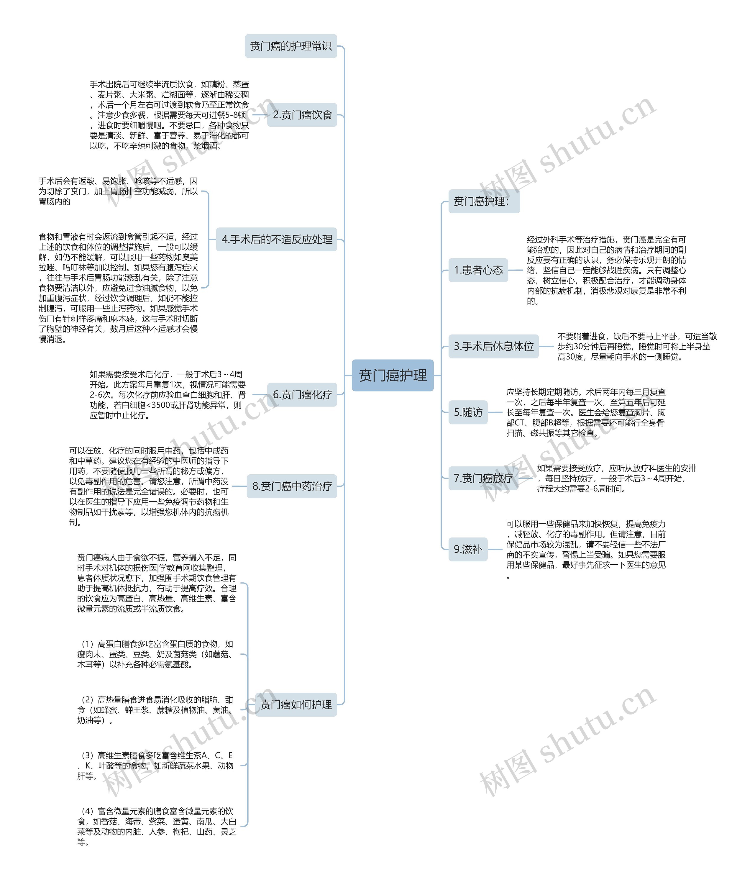 贲门癌护理思维导图