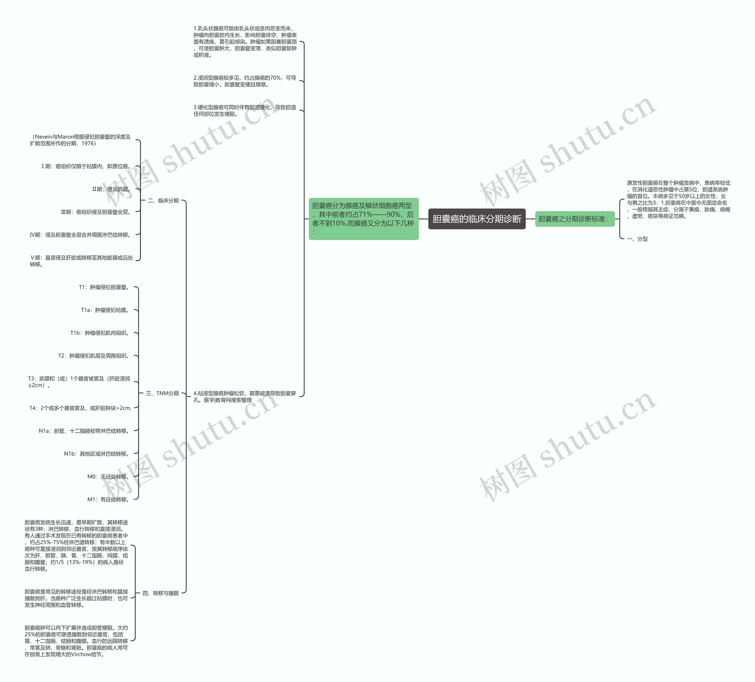 胆囊癌的临床分期诊断思维导图