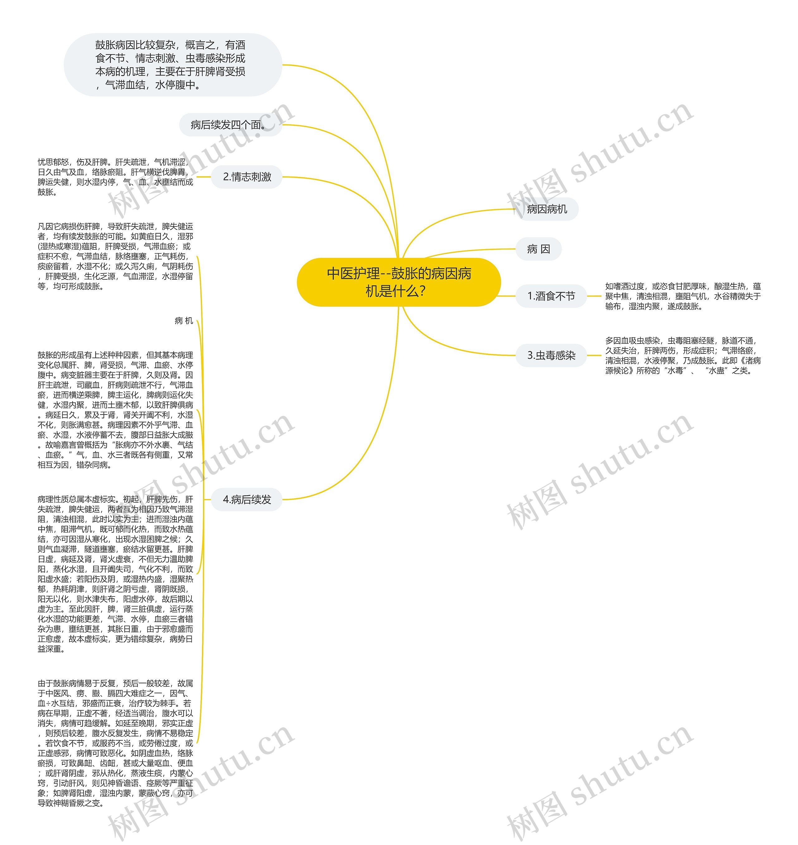 中医护理--鼓胀的病因病机是什么？思维导图