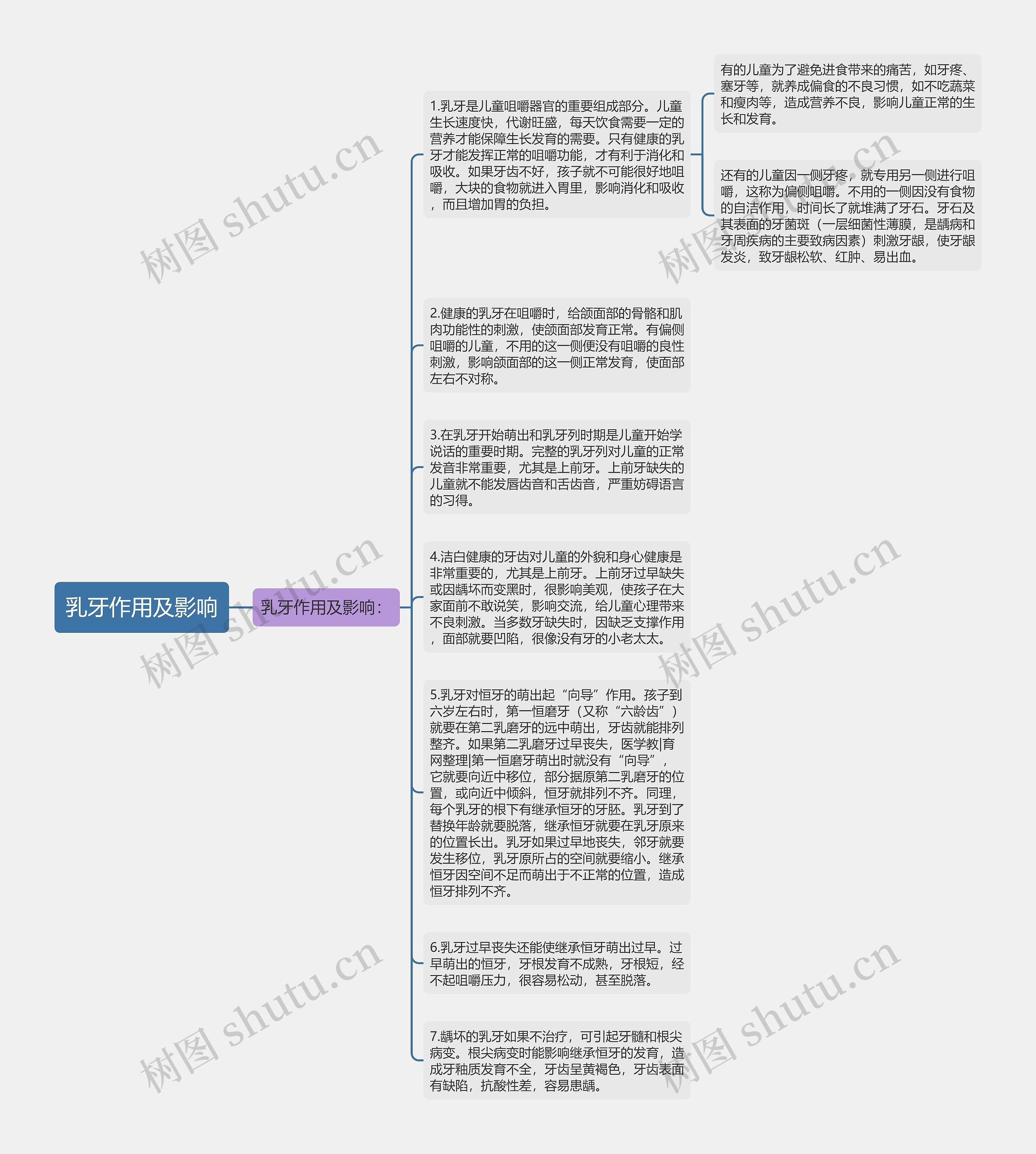 乳牙作用及影响思维导图