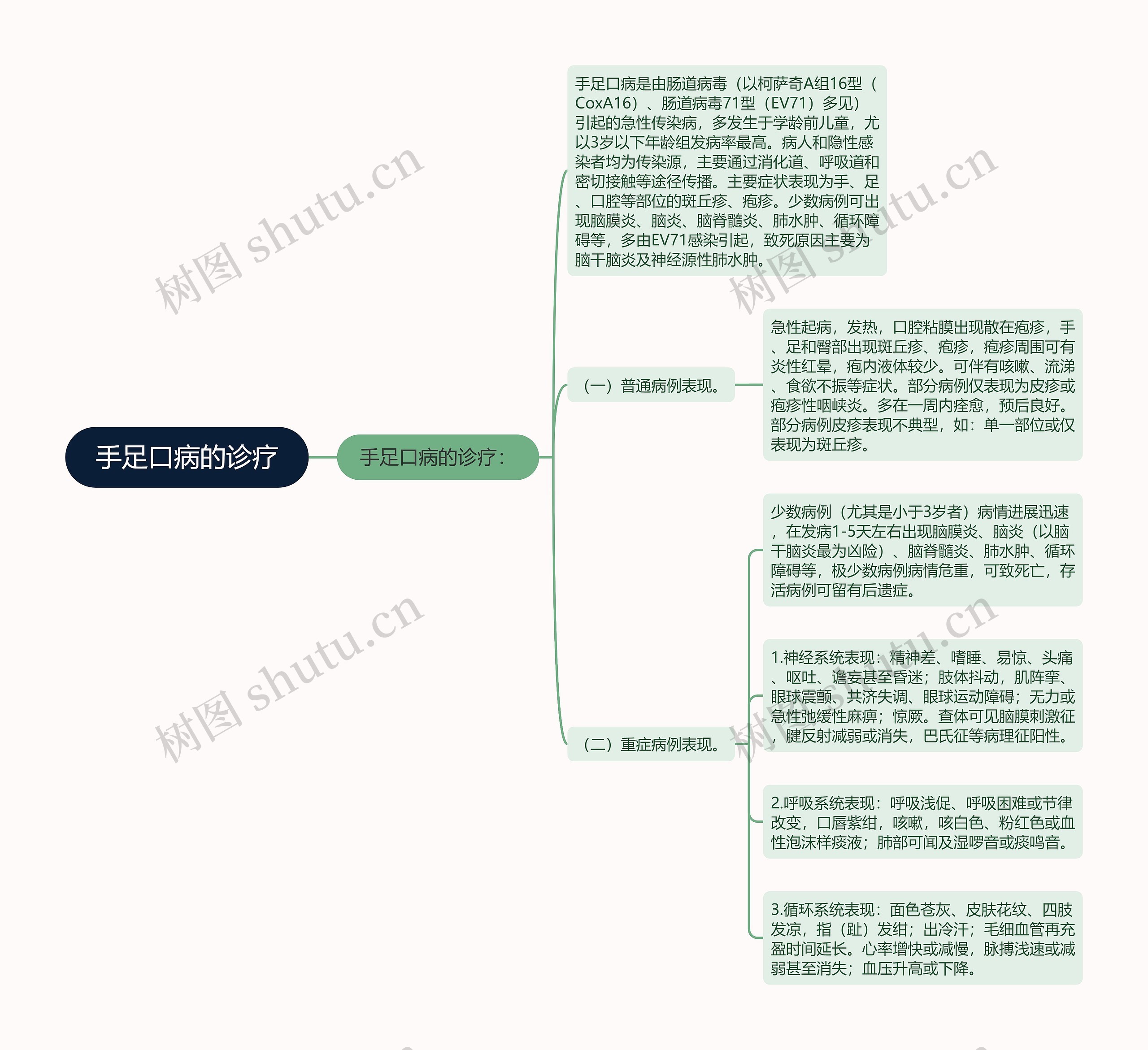 手足口病的诊疗思维导图