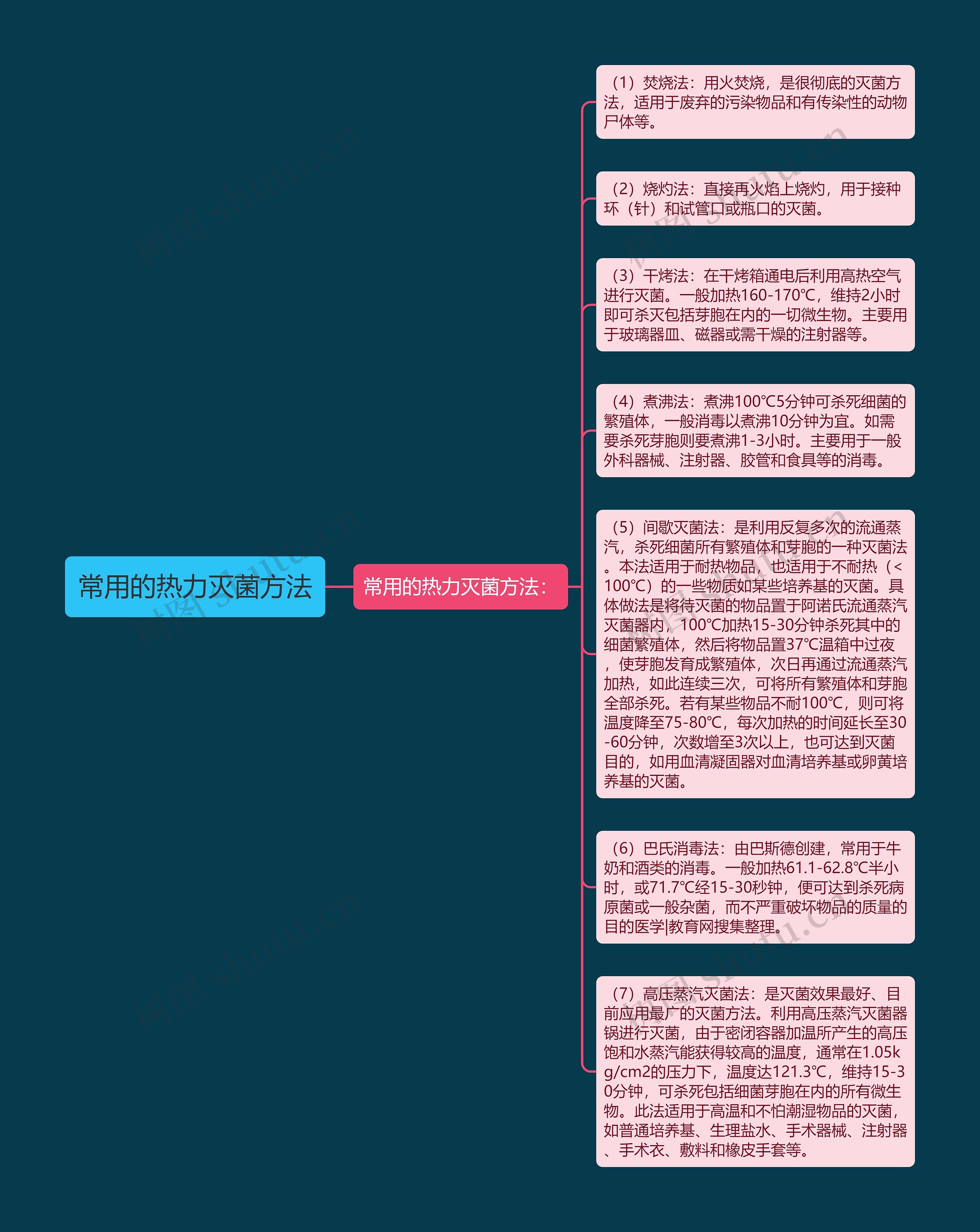 常用的热力灭菌方法思维导图