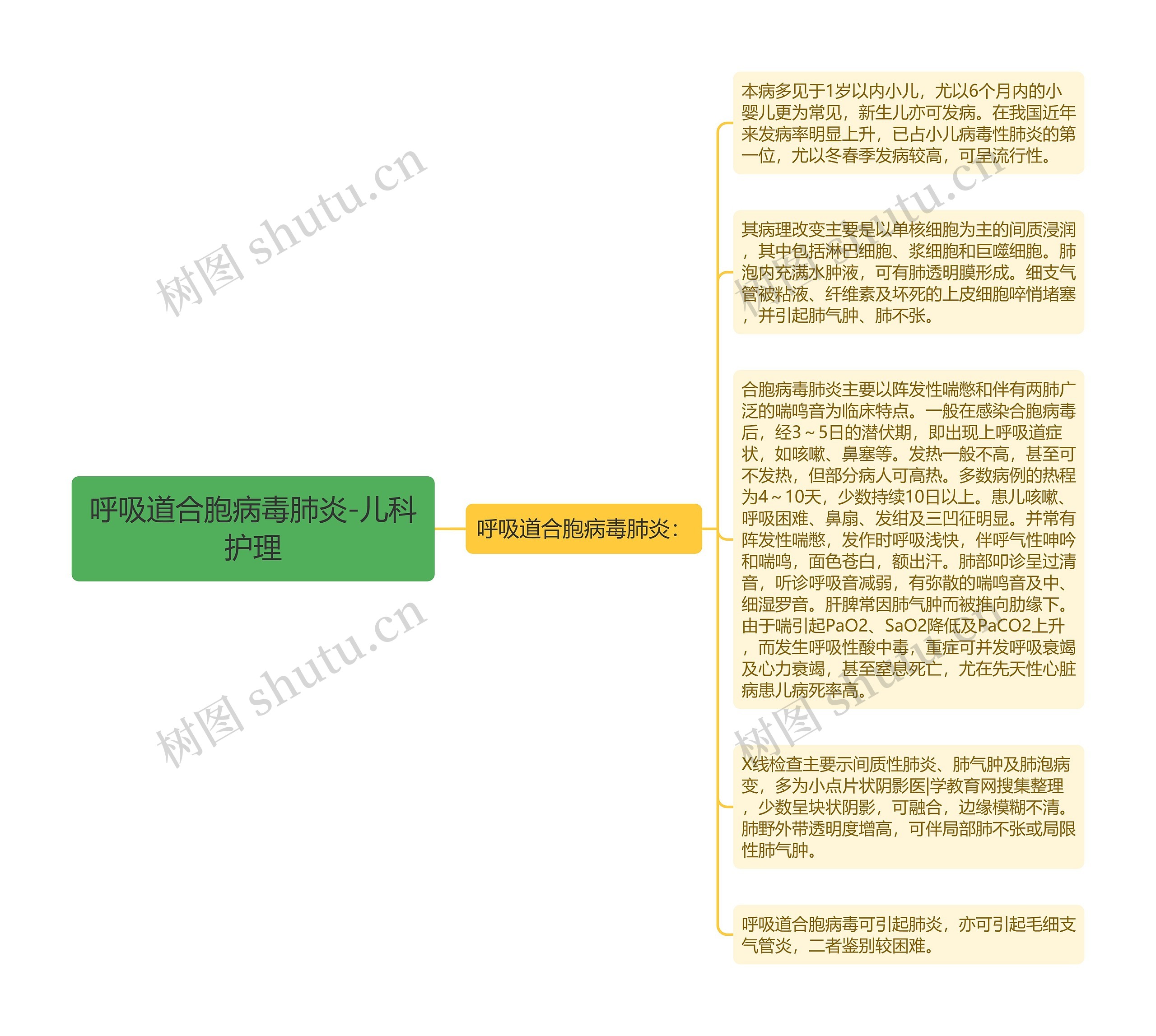 呼吸道合胞病毒肺炎-儿科护理思维导图