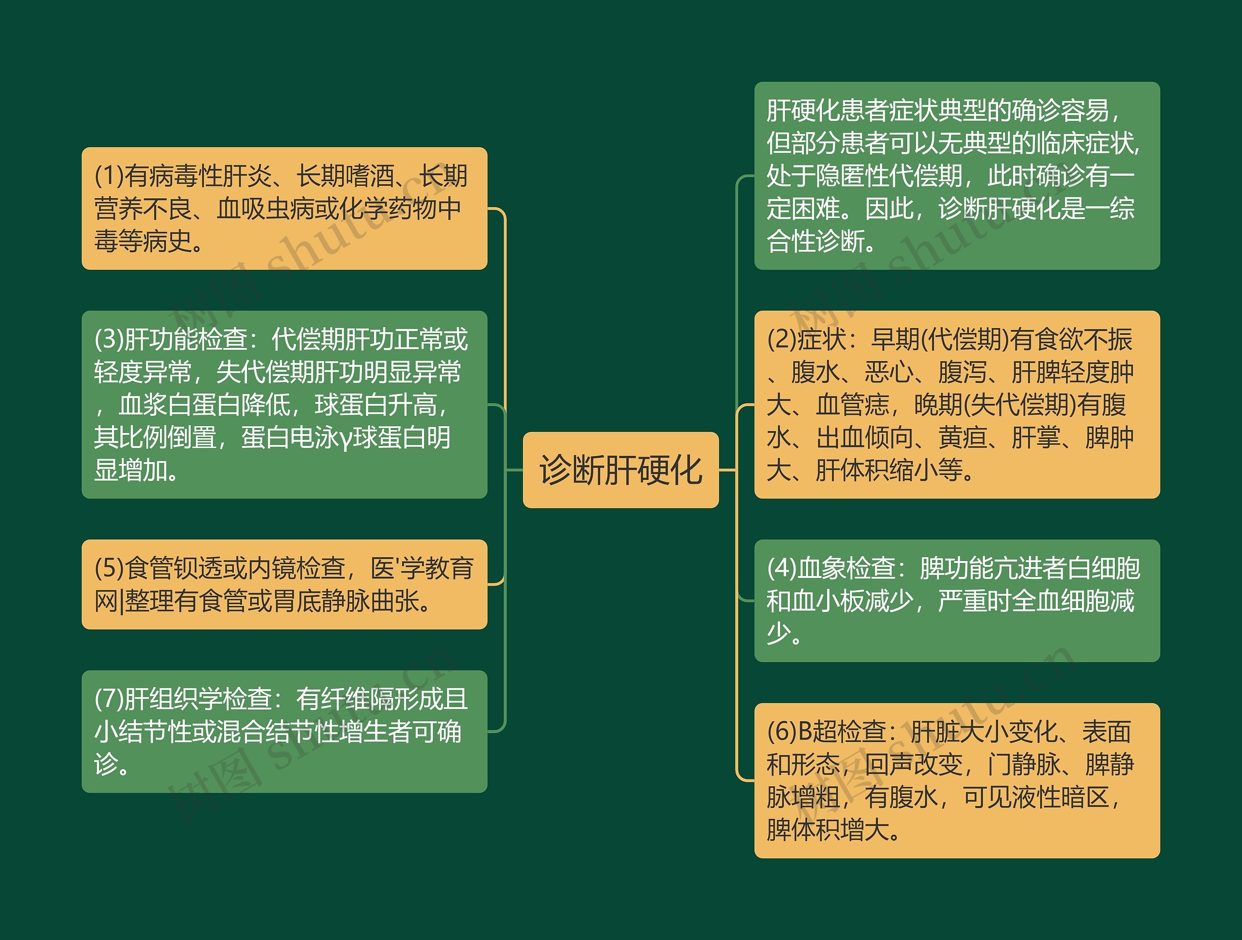 诊断肝硬化思维导图