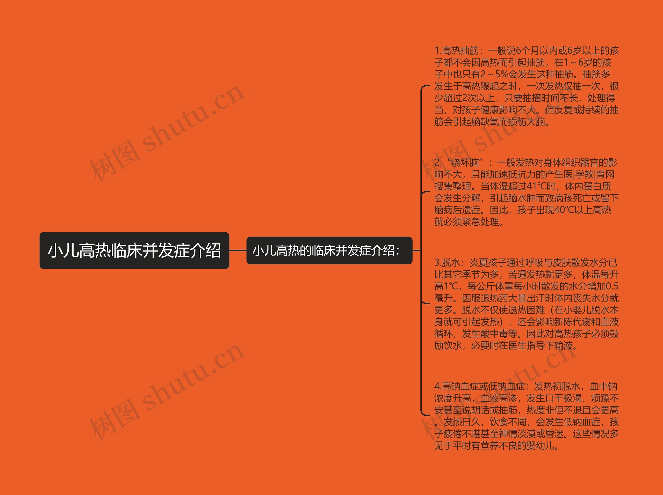 小儿高热临床并发症介绍思维导图