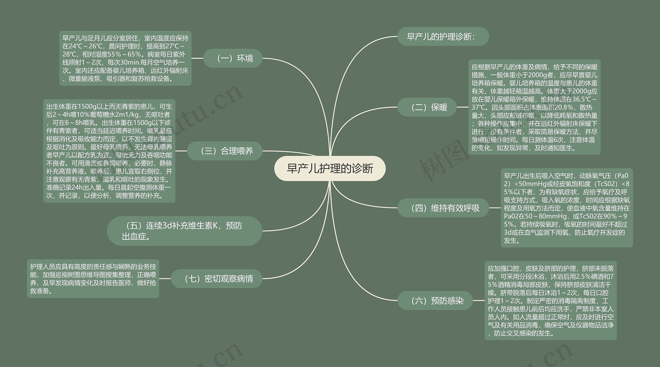 早产儿护理的诊断思维导图