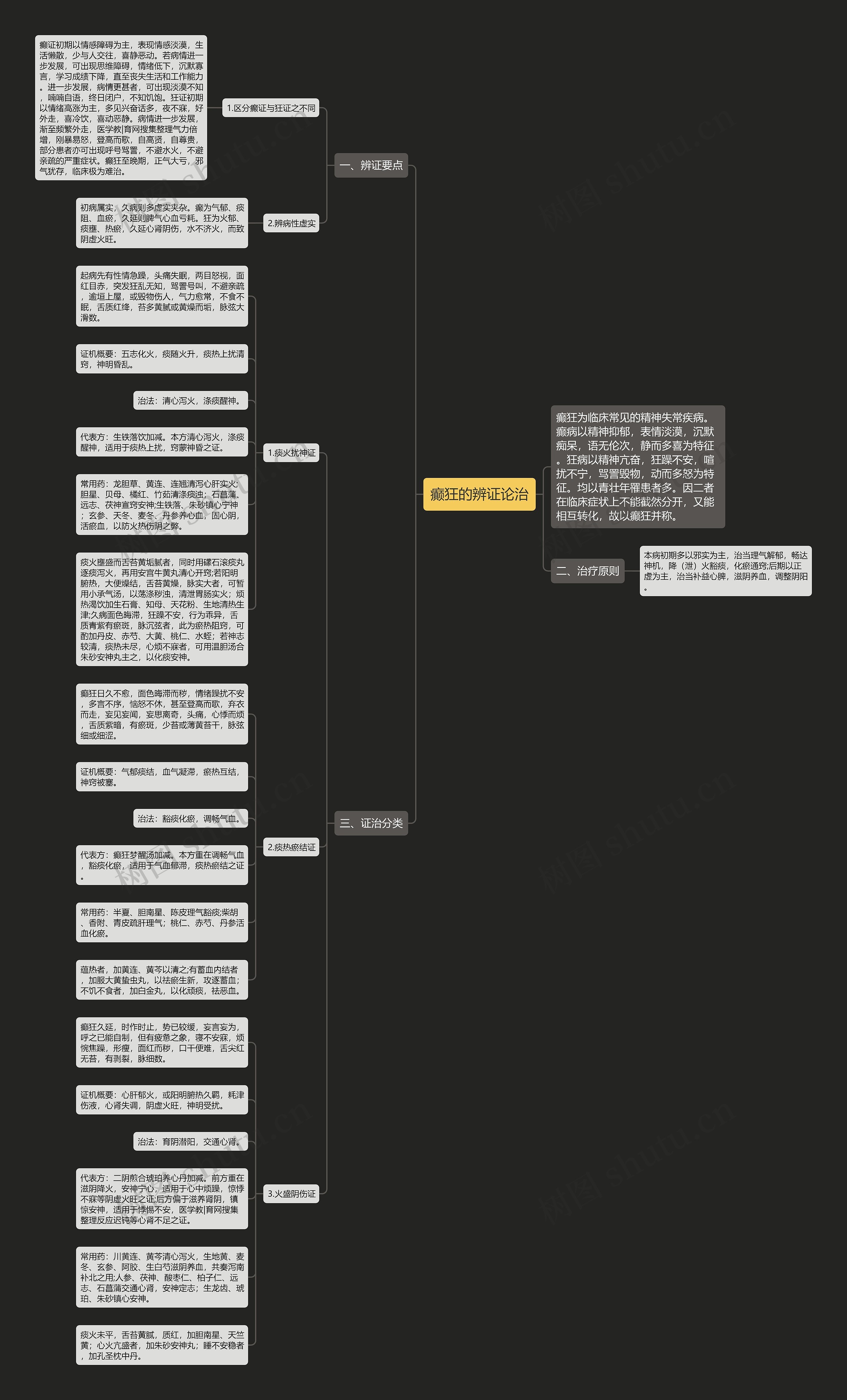 癫狂的辨证论治思维导图