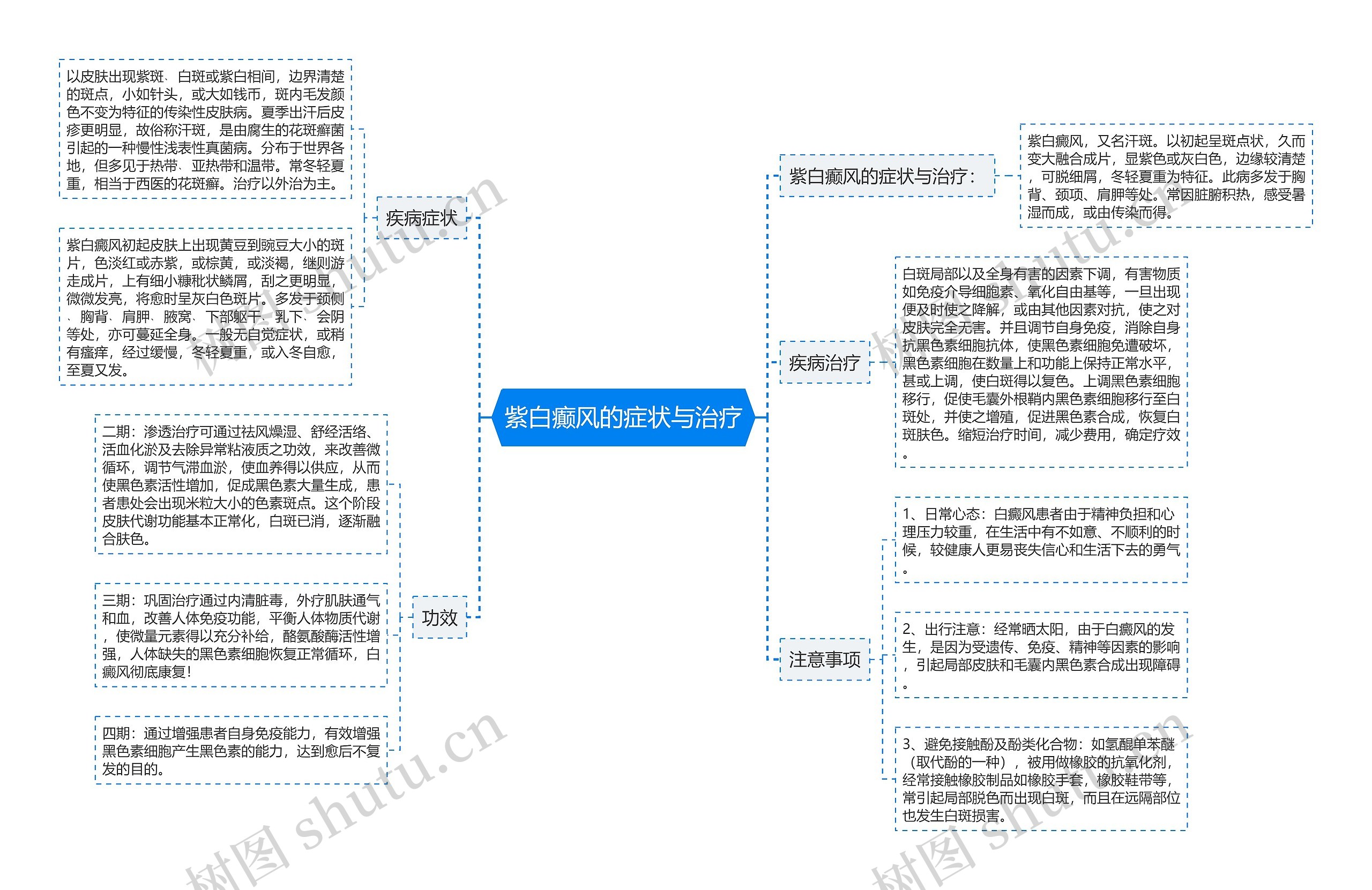 紫白癫风的症状与治疗思维导图