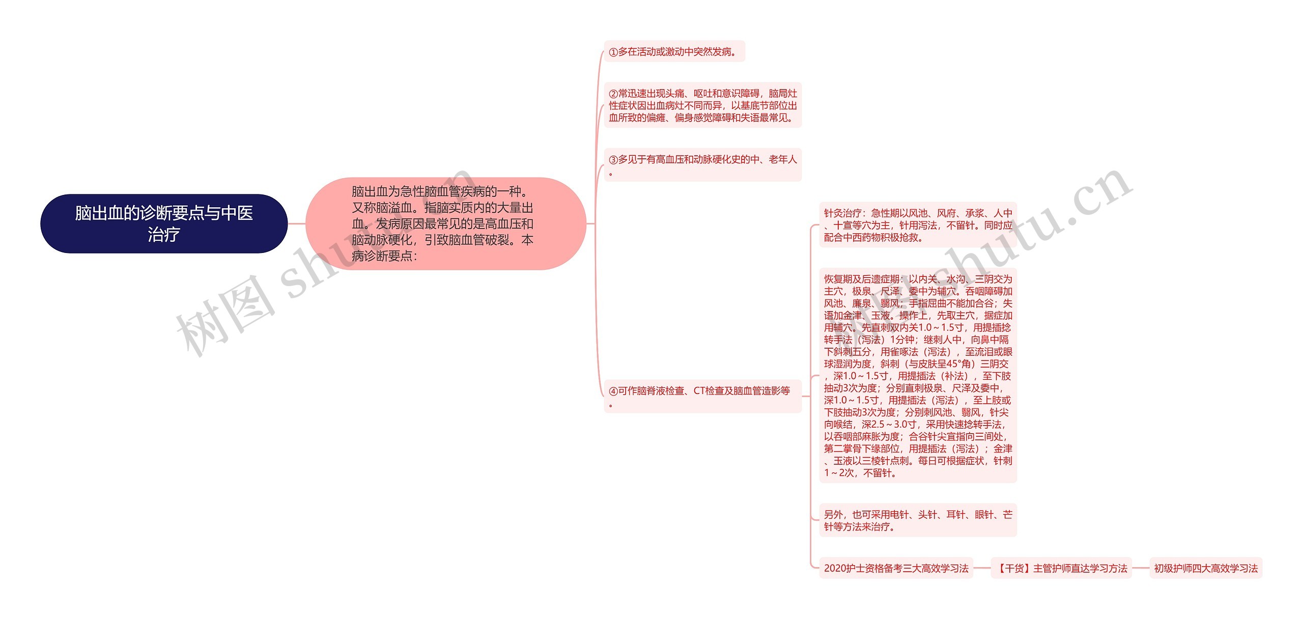 脑出血的诊断要点与中医治疗思维导图