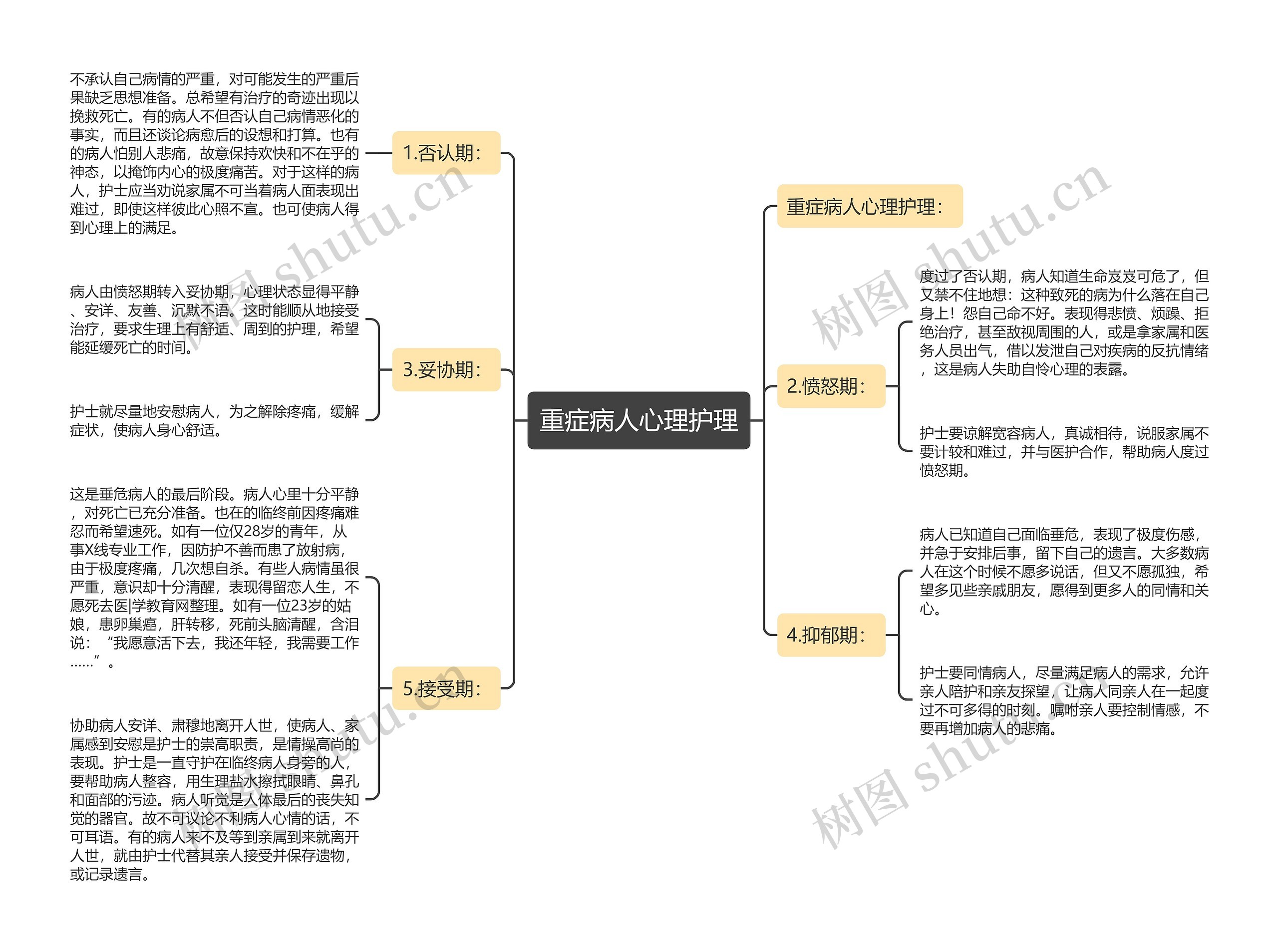 重症病人心理护理思维导图