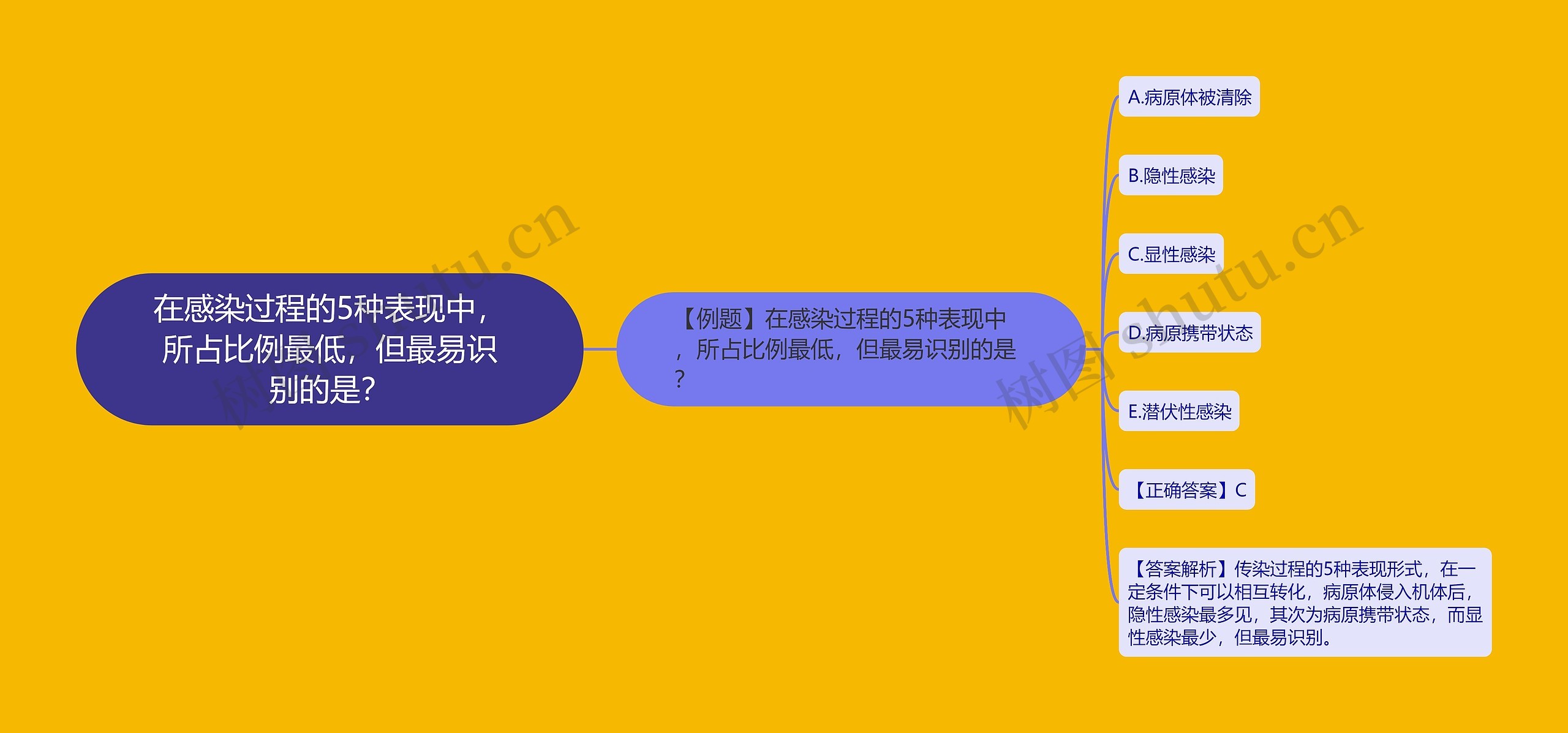 在感染过程的5种表现中，所占比例最低，但最易识别的是？