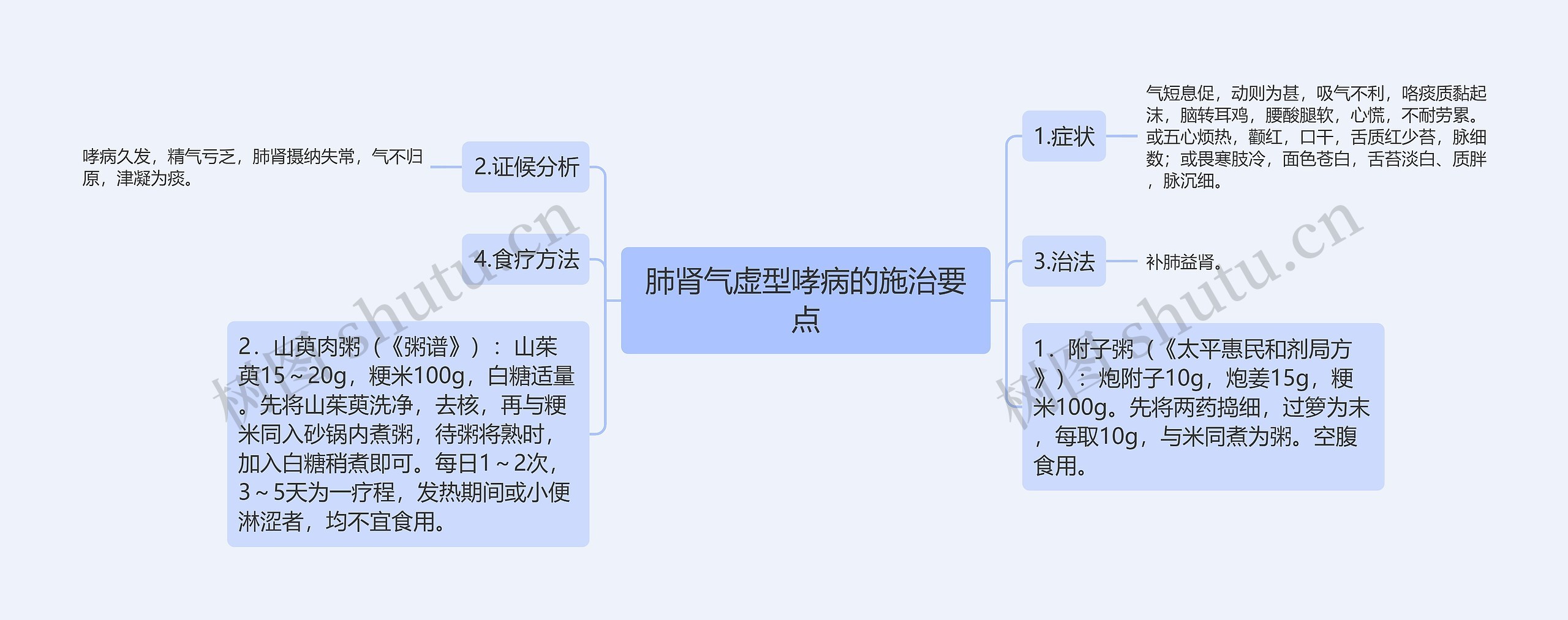 肺肾气虚型哮病的施治要点思维导图