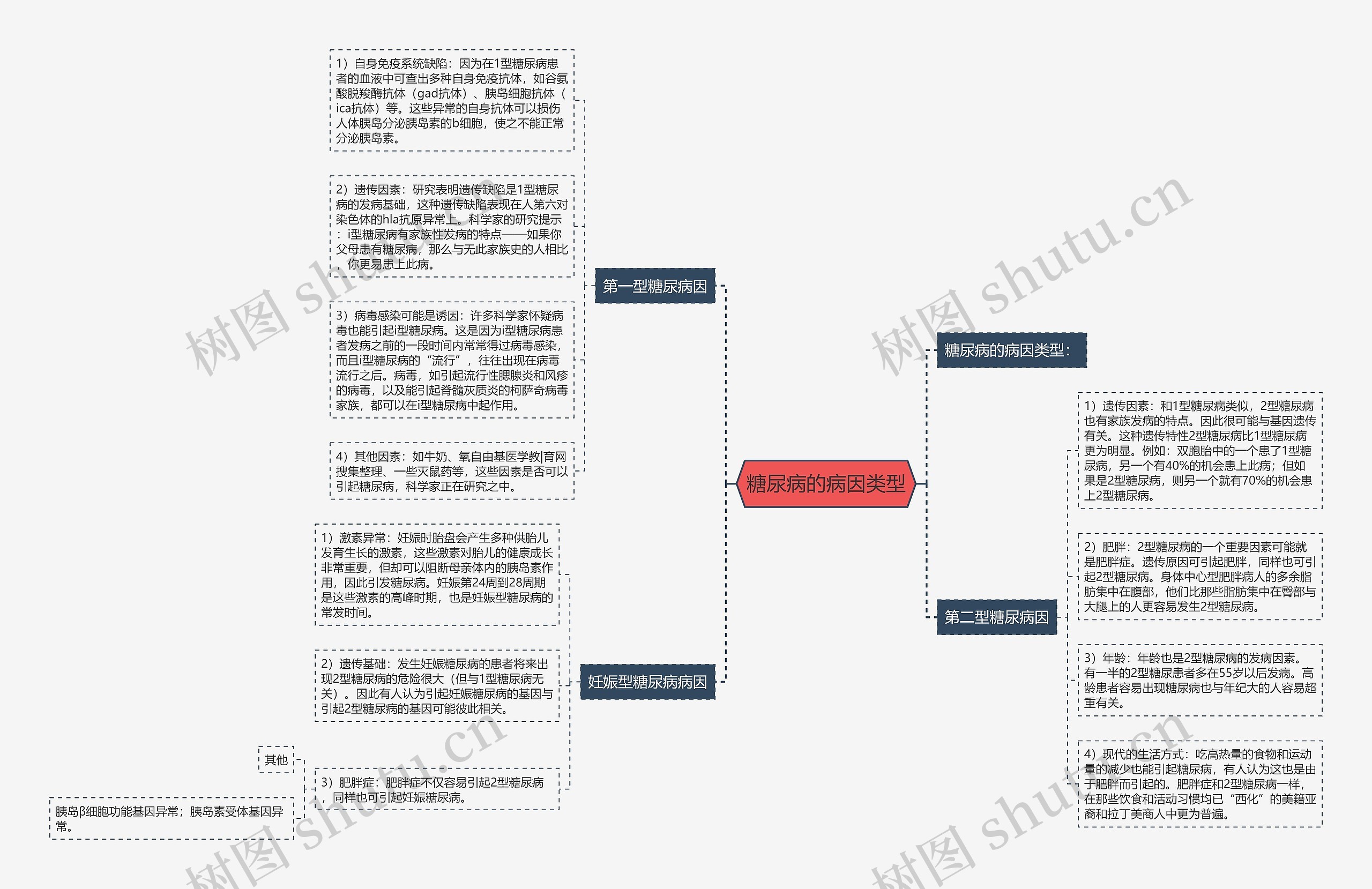 糖尿病的病因类型思维导图