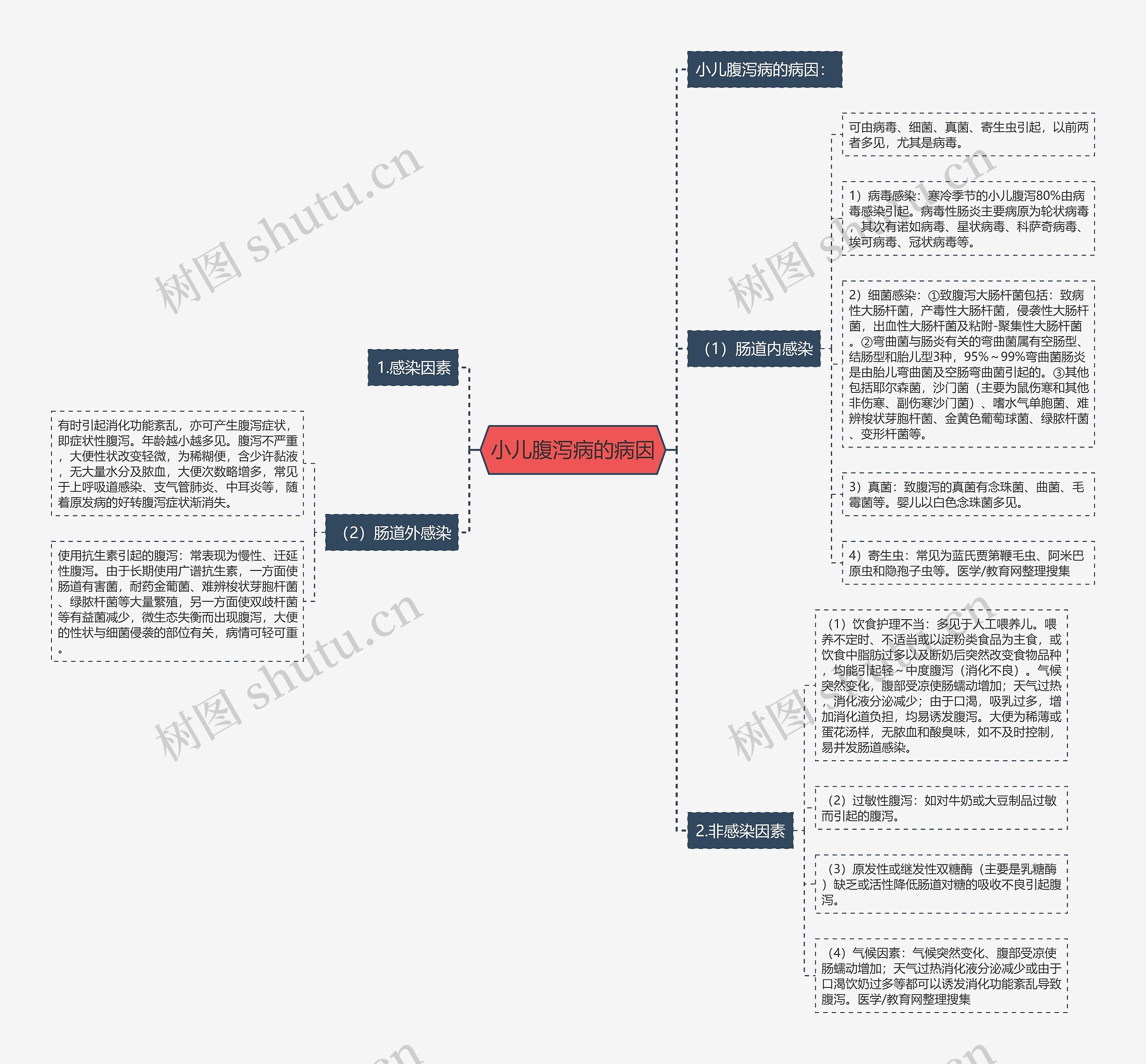 小儿腹泻病的病因思维导图