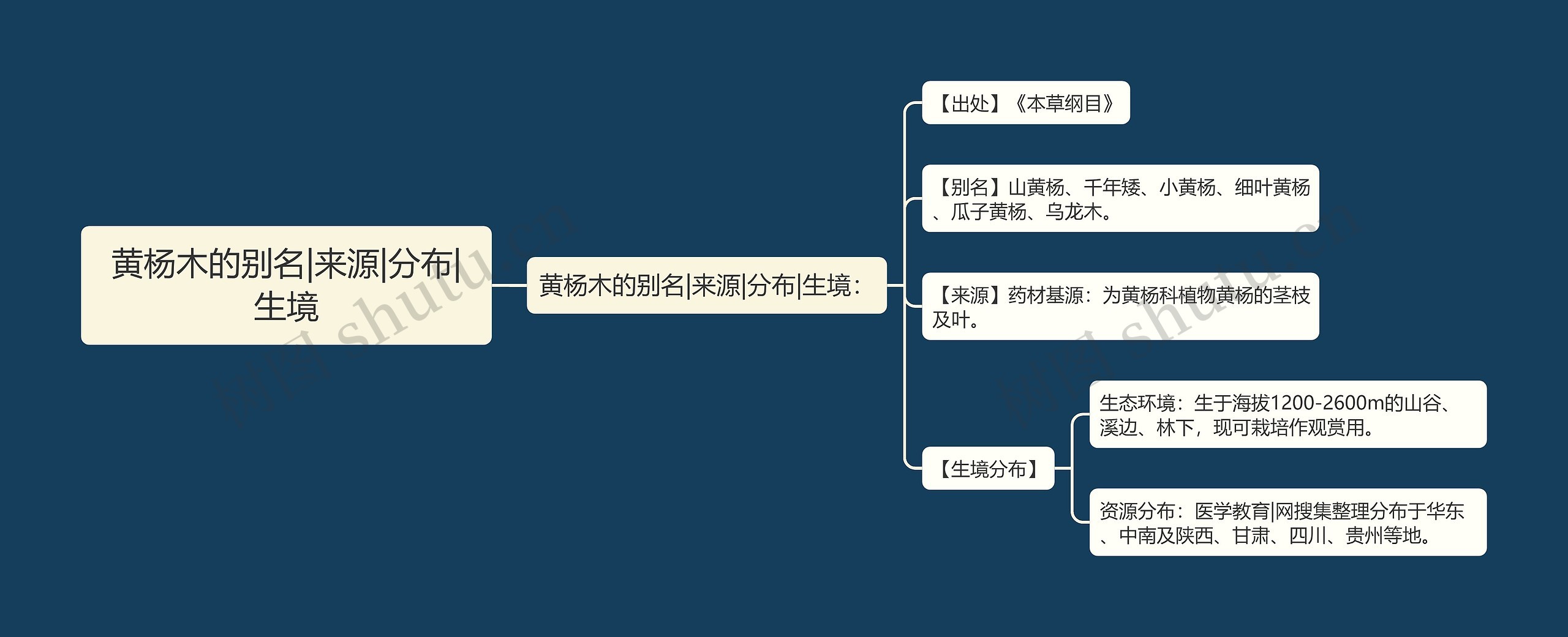 黄杨木的别名|来源|分布|生境思维导图