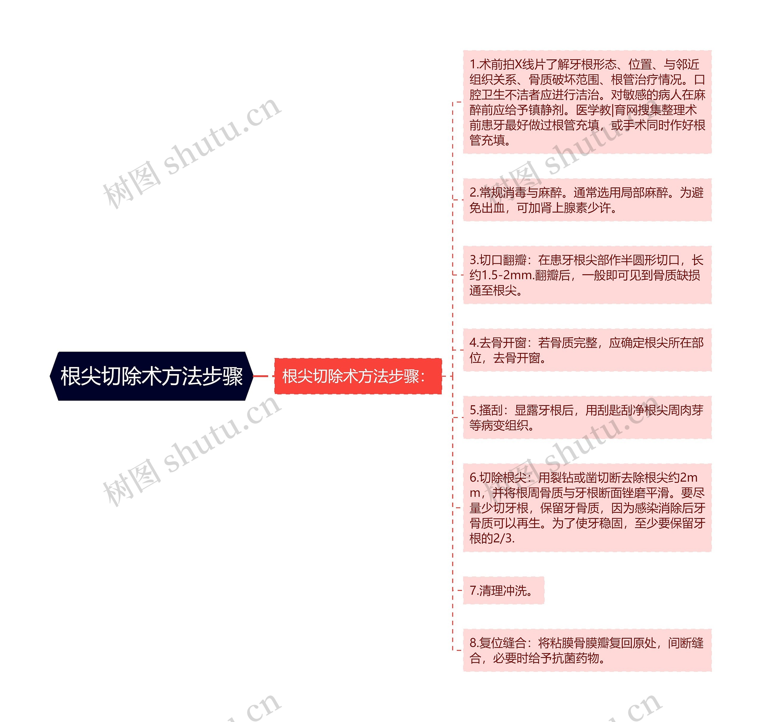 根尖切除术方法步骤思维导图