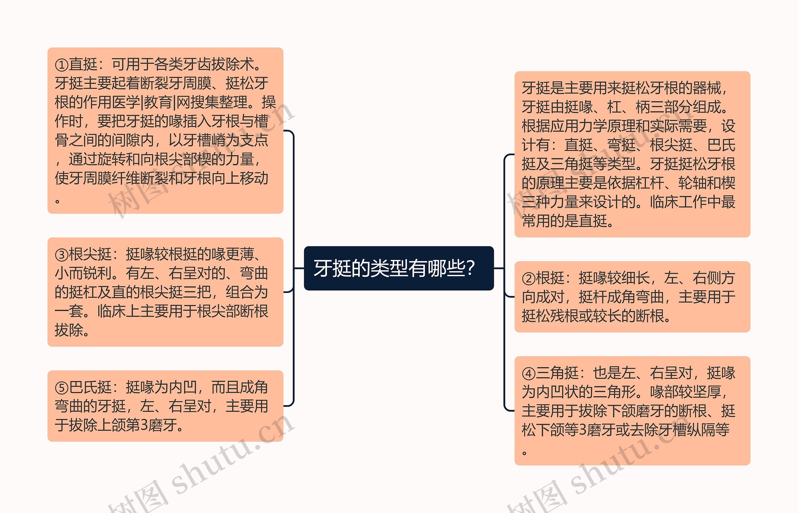 牙挺的类型有哪些？思维导图