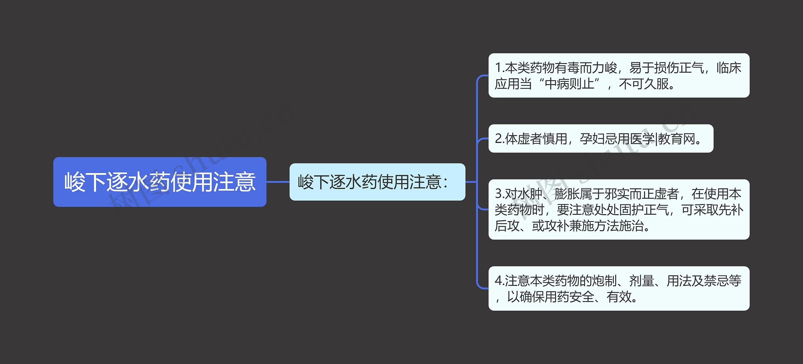 峻下逐水药使用注意思维导图