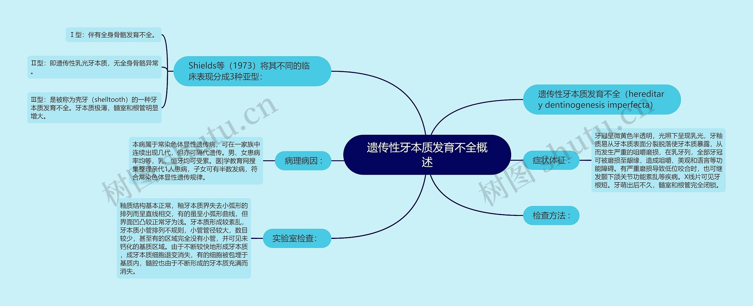 遗传性牙本质发育不全概述思维导图