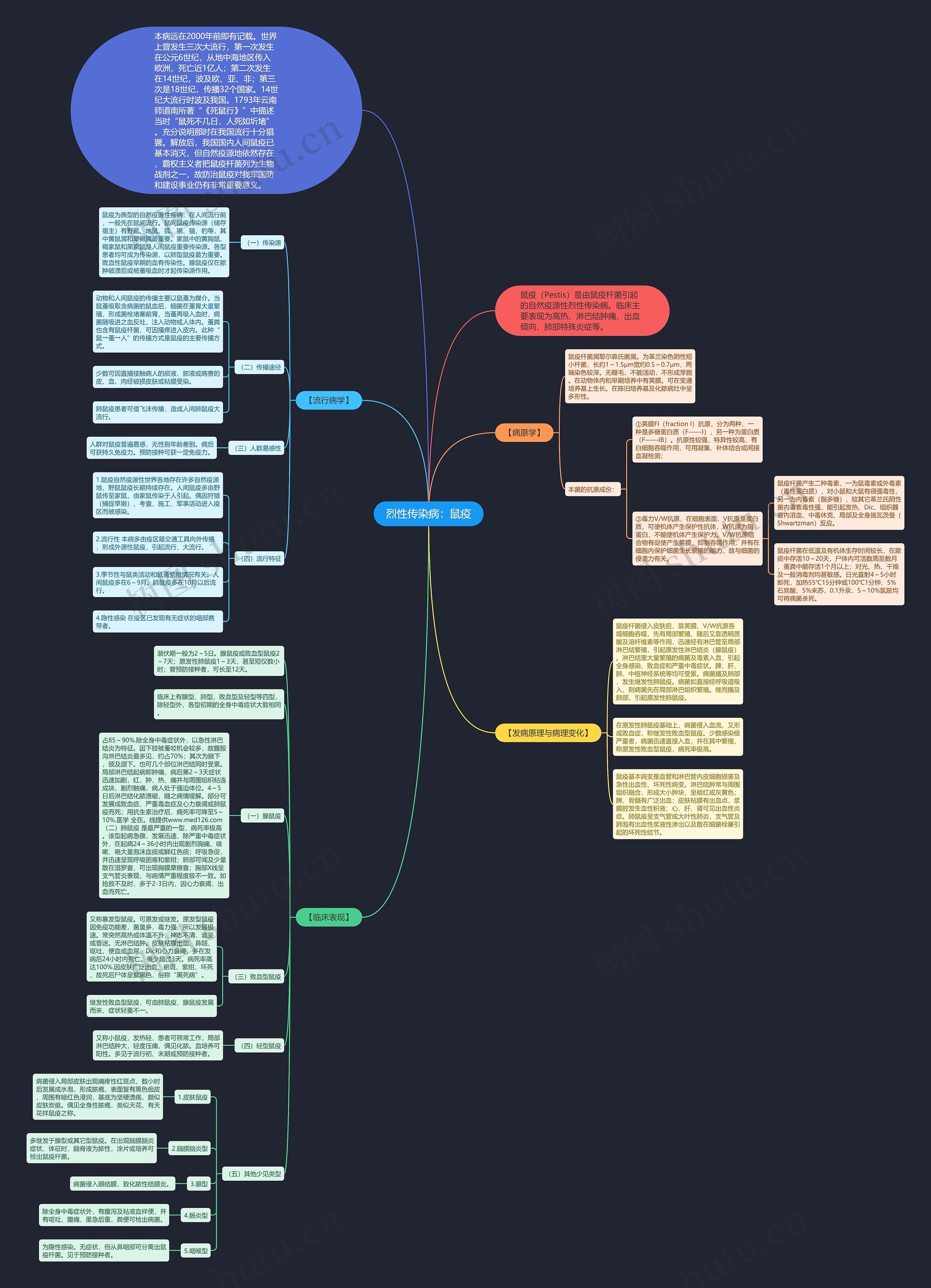 烈性传染病：鼠疫思维导图