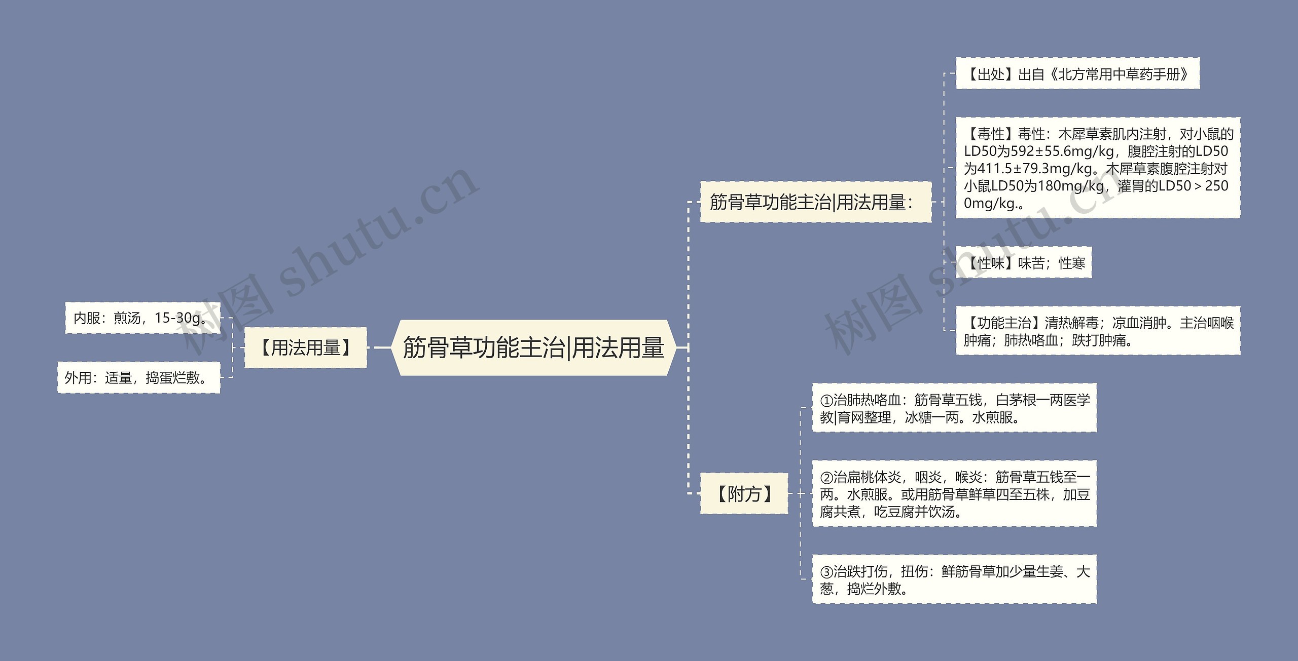 筋骨草功能主治|用法用量思维导图