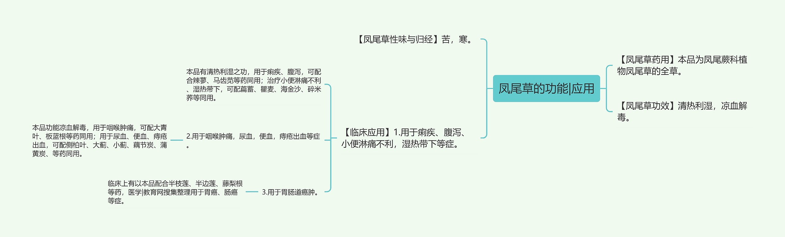 凤尾草的功能|应用思维导图