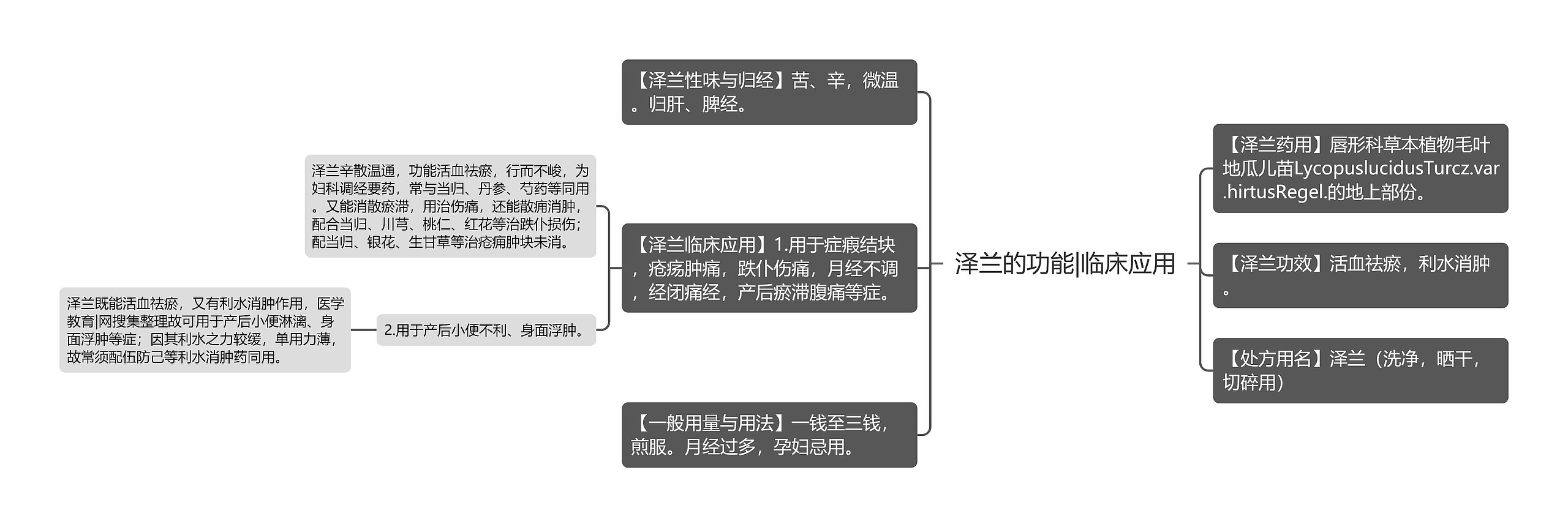 泽兰的功能|临床应用思维导图