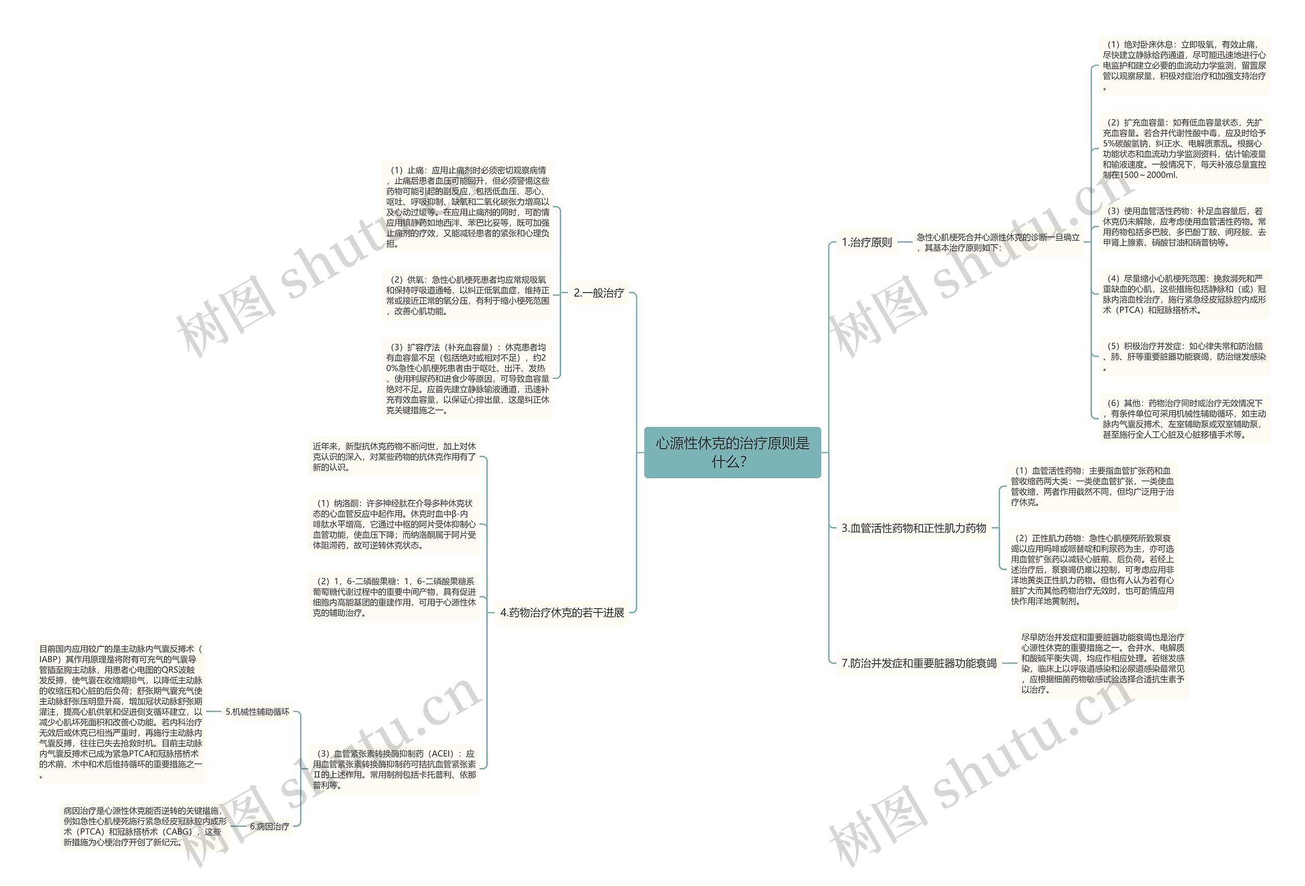 心源性休克的治疗原则是什么？思维导图