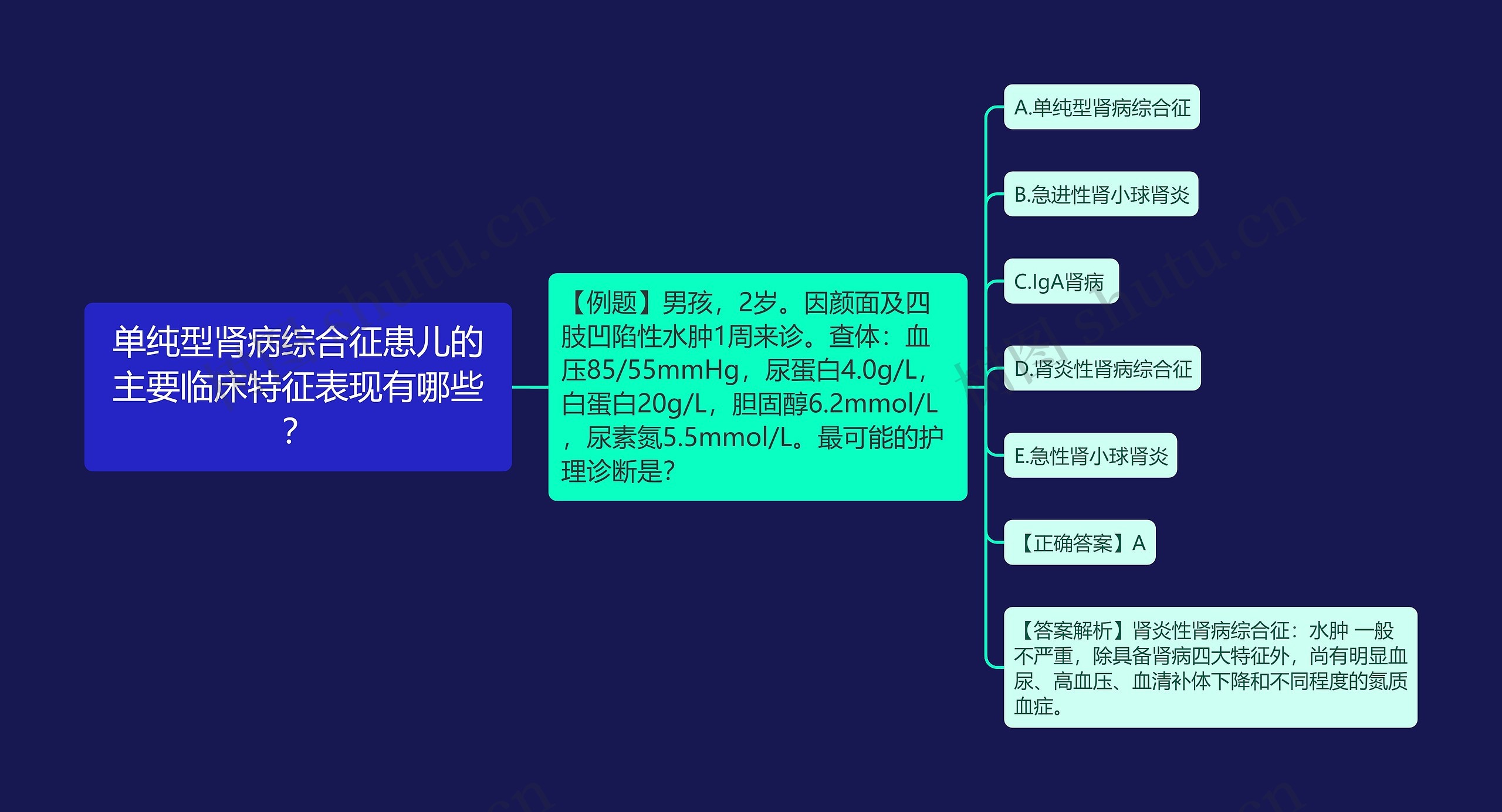 单纯型肾病综合征患儿的主要临床特征表现有哪些？