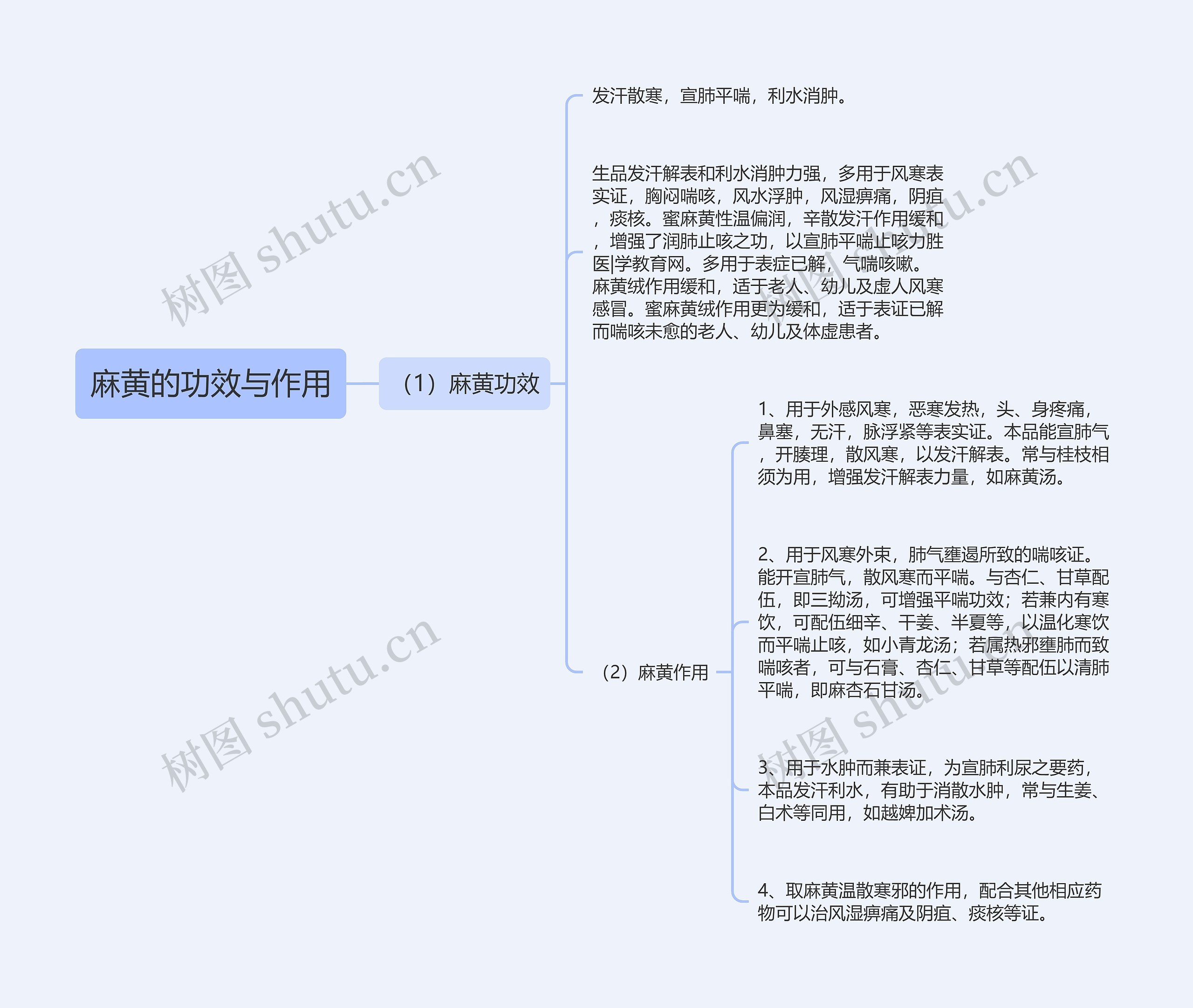 麻黄的功效与作用思维导图