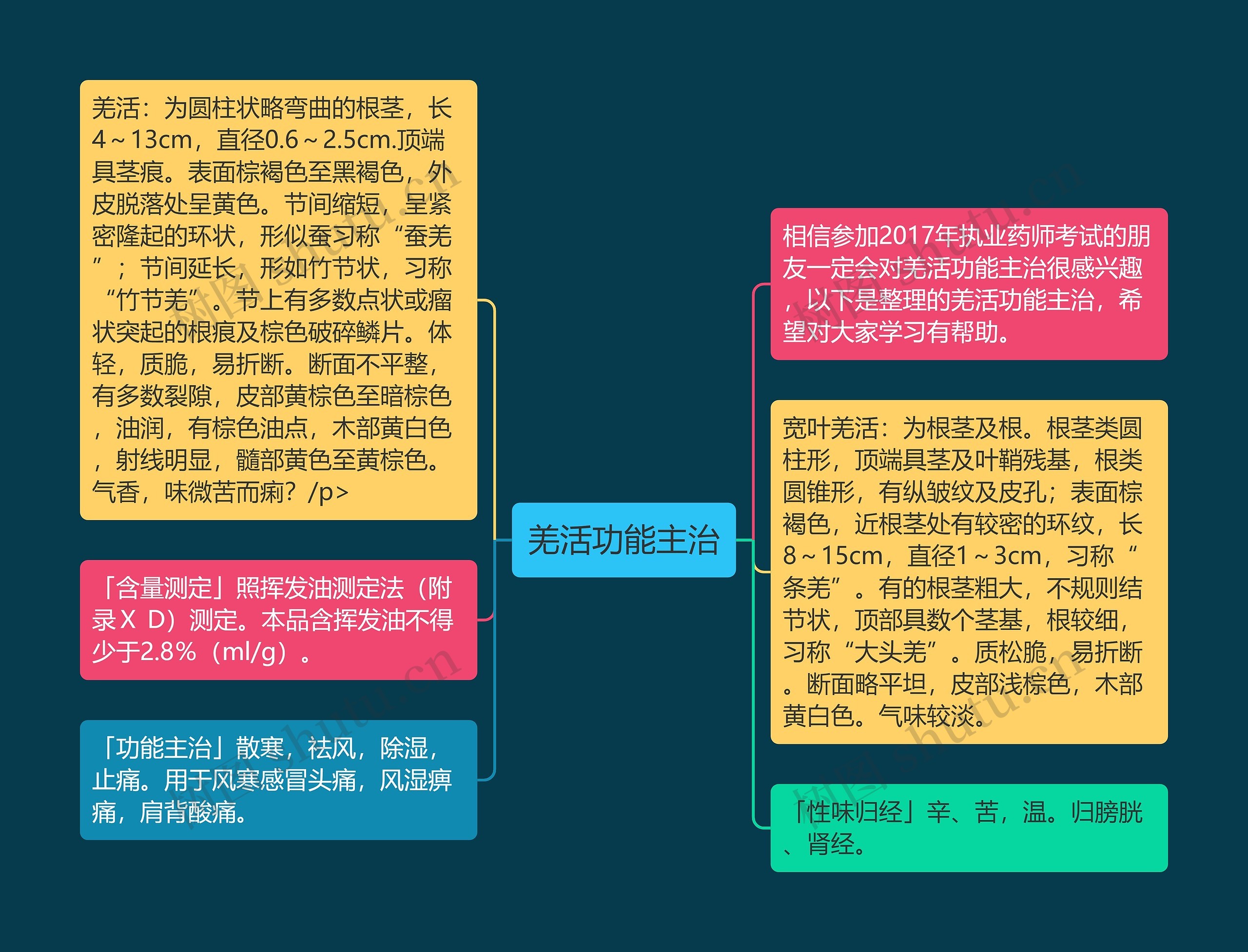 羌活功能主治思维导图