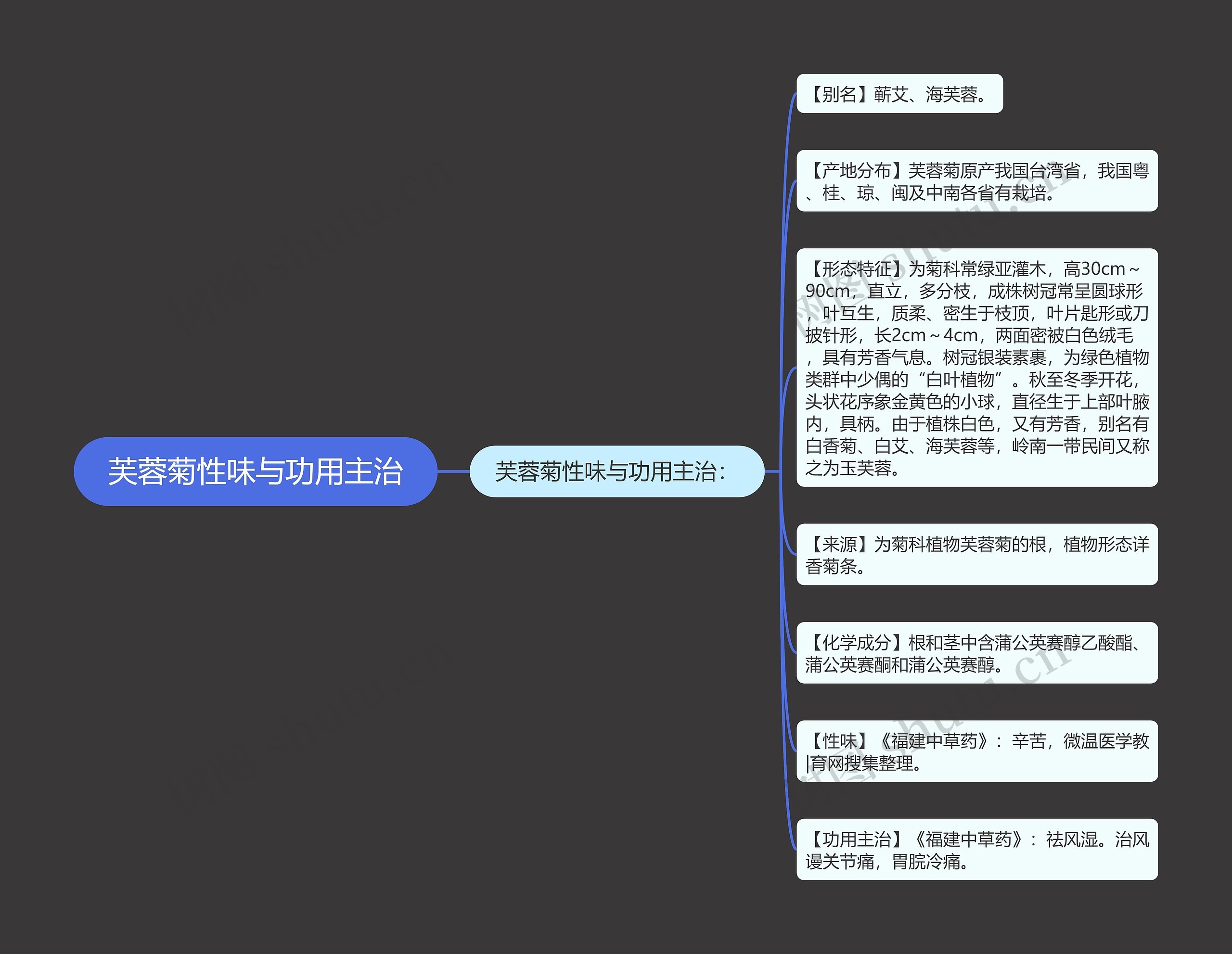 芙蓉菊性味与功用主治思维导图