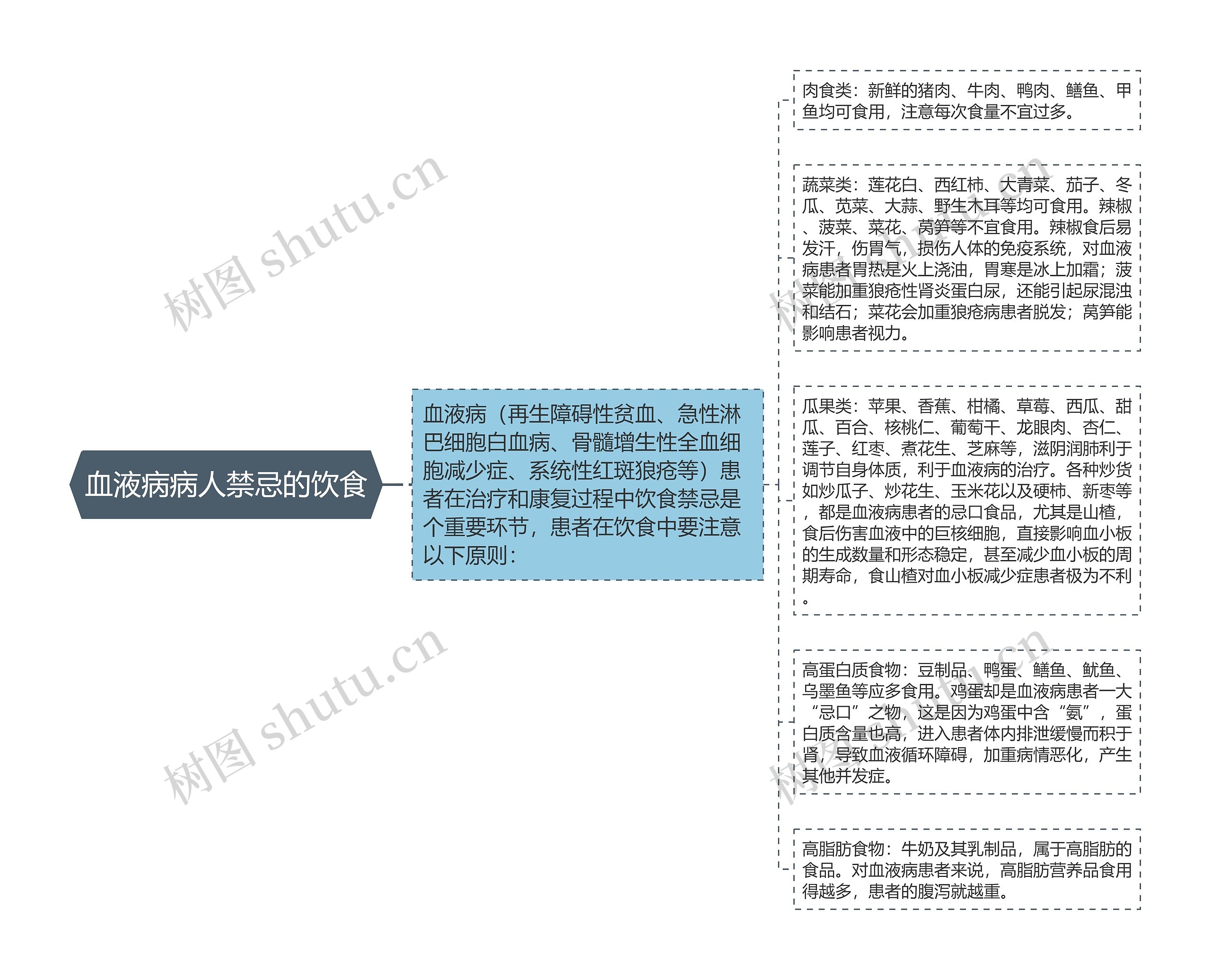 血液病病人禁忌的饮食思维导图