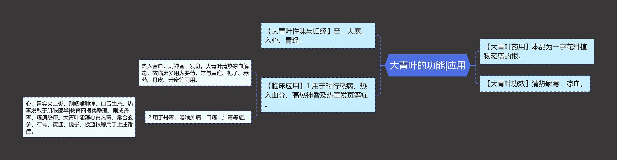大青叶的功能|应用思维导图