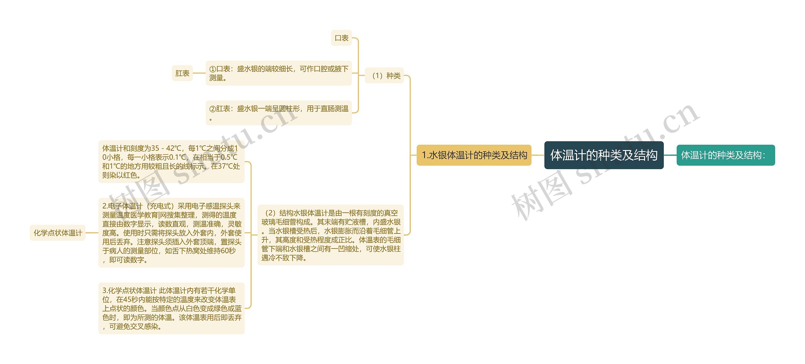 体温计的种类及结构思维导图