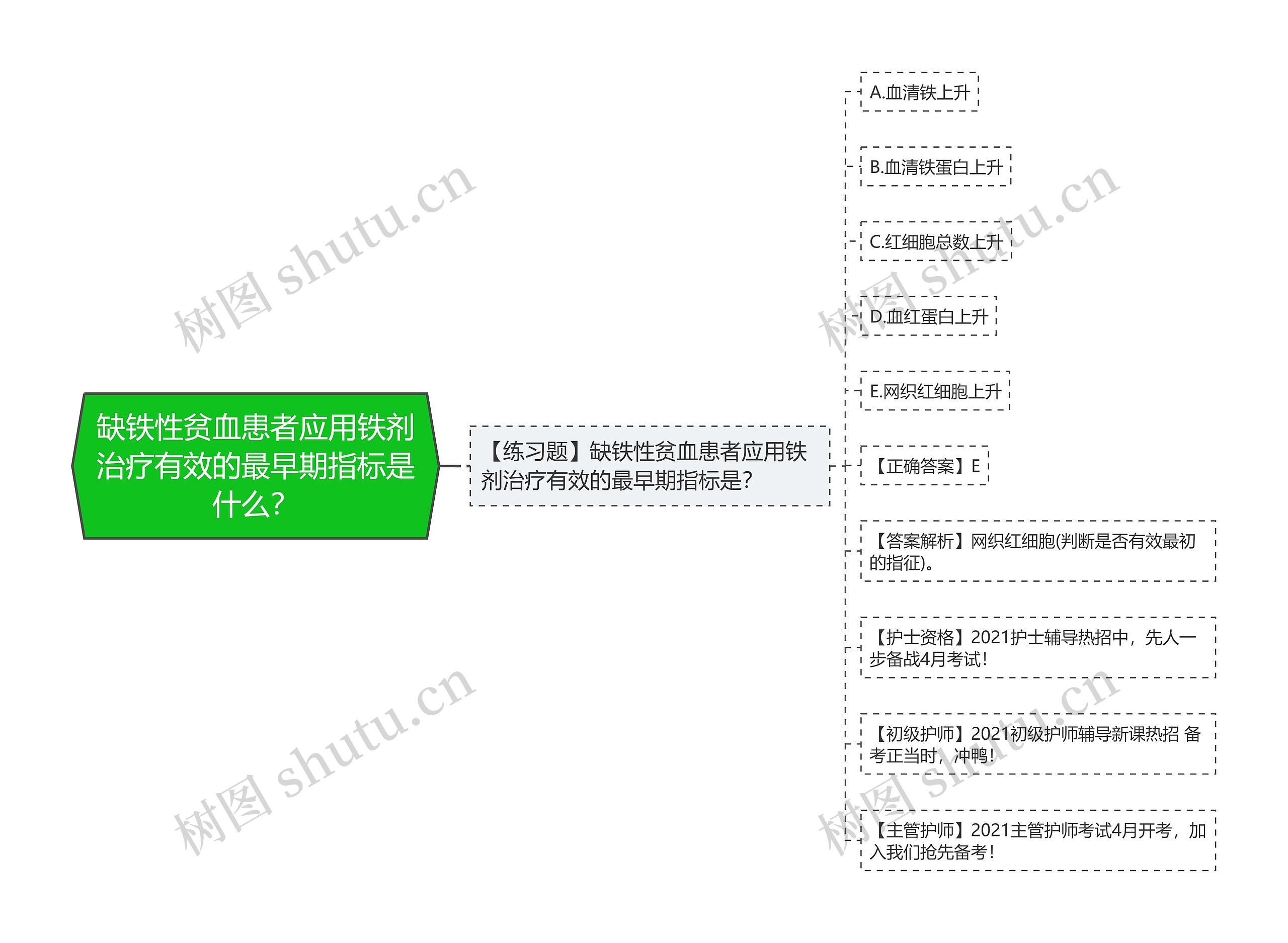 缺铁性贫血患者应用铁剂治疗有效的最早期指标是什么？思维导图