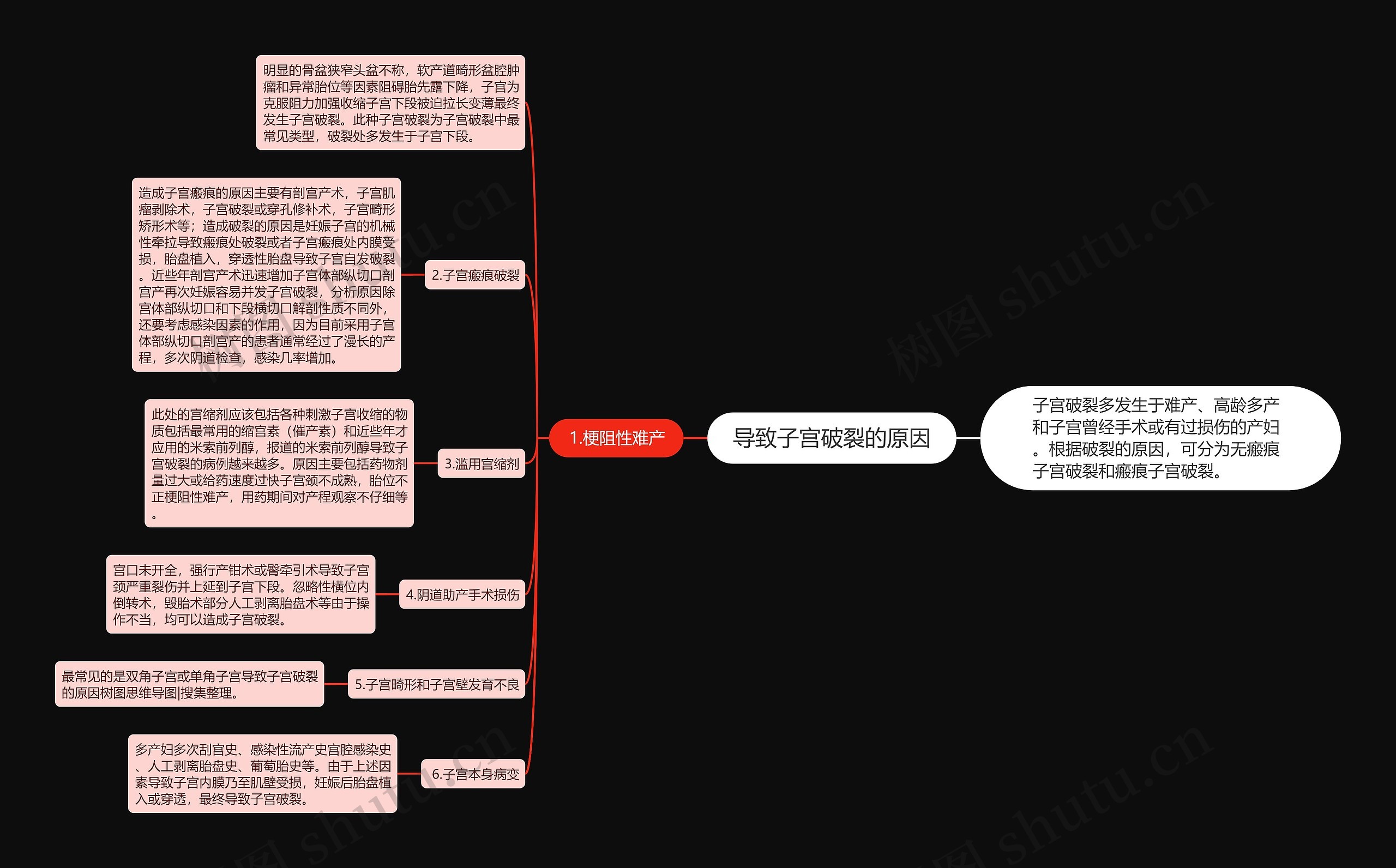 导致子宫破裂的原因思维导图