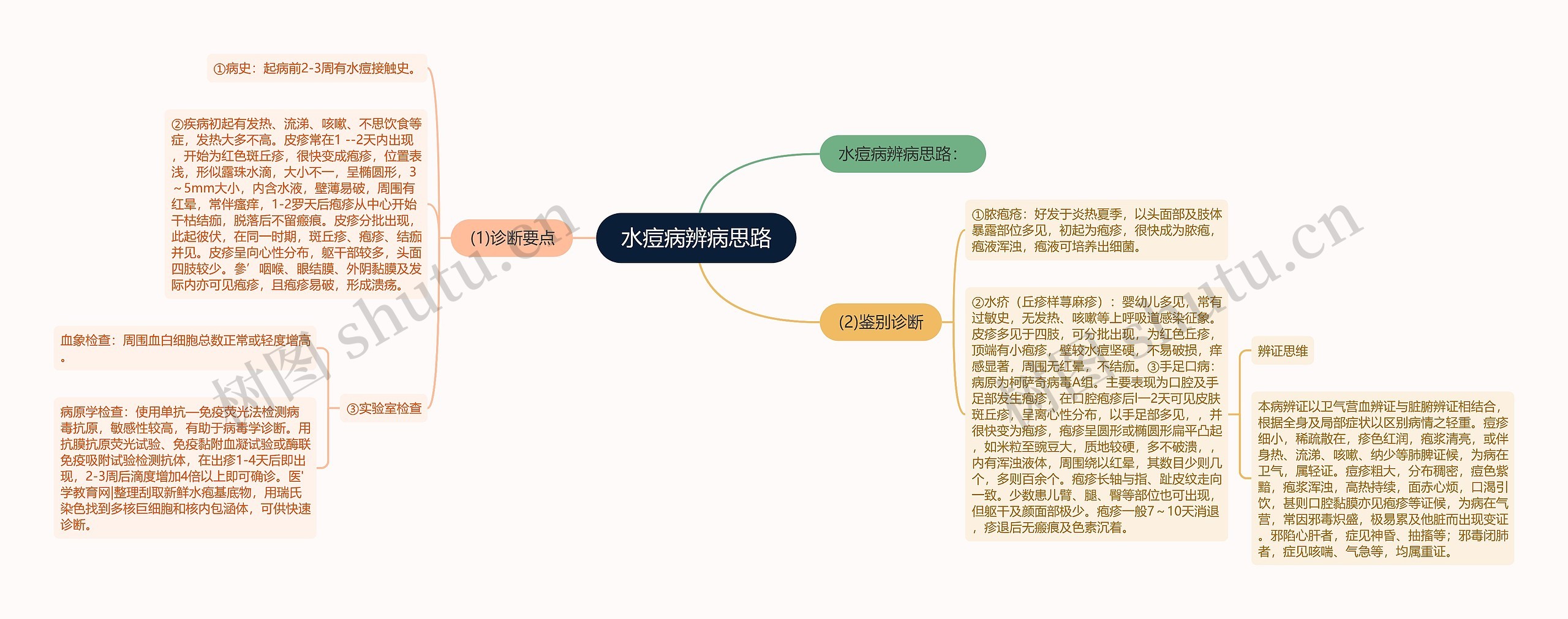 水痘病辨病思路思维导图高清图 水痘病辨病思路思维导图