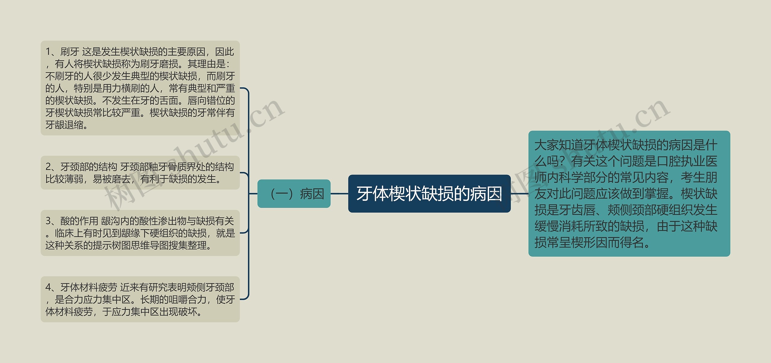 牙体楔状缺损的病因思维导图