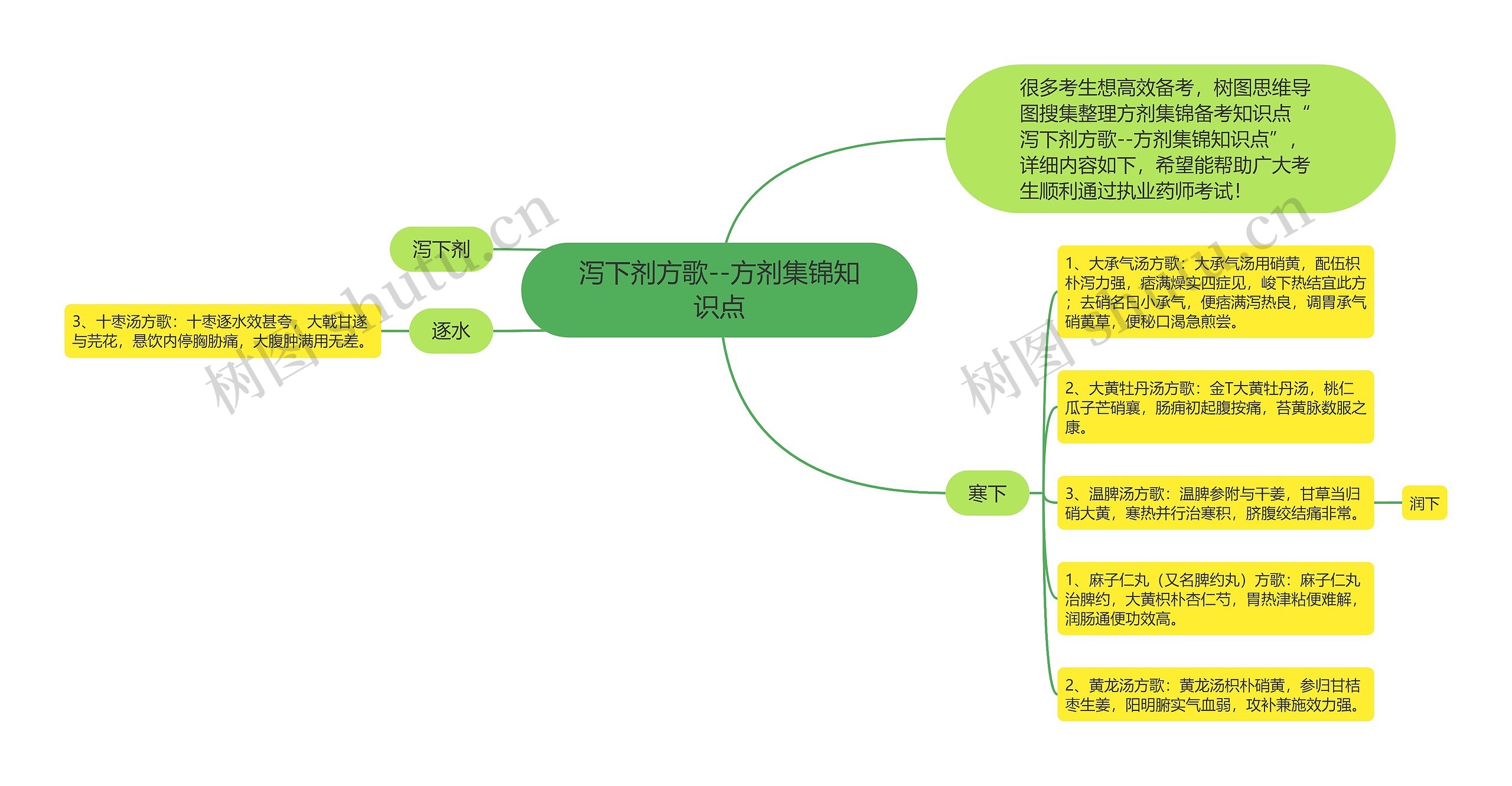 泻下剂方歌--方剂集锦知识点思维导图