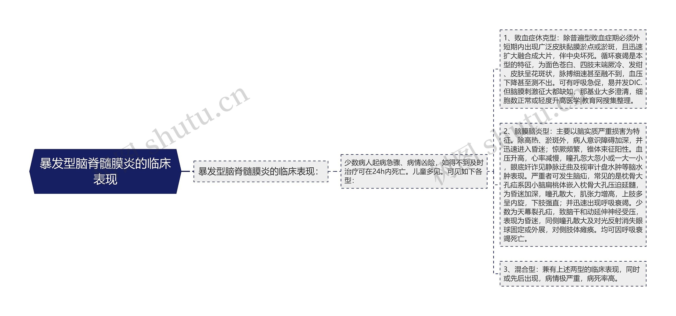 暴发型脑脊髓膜炎的临床表现思维导图