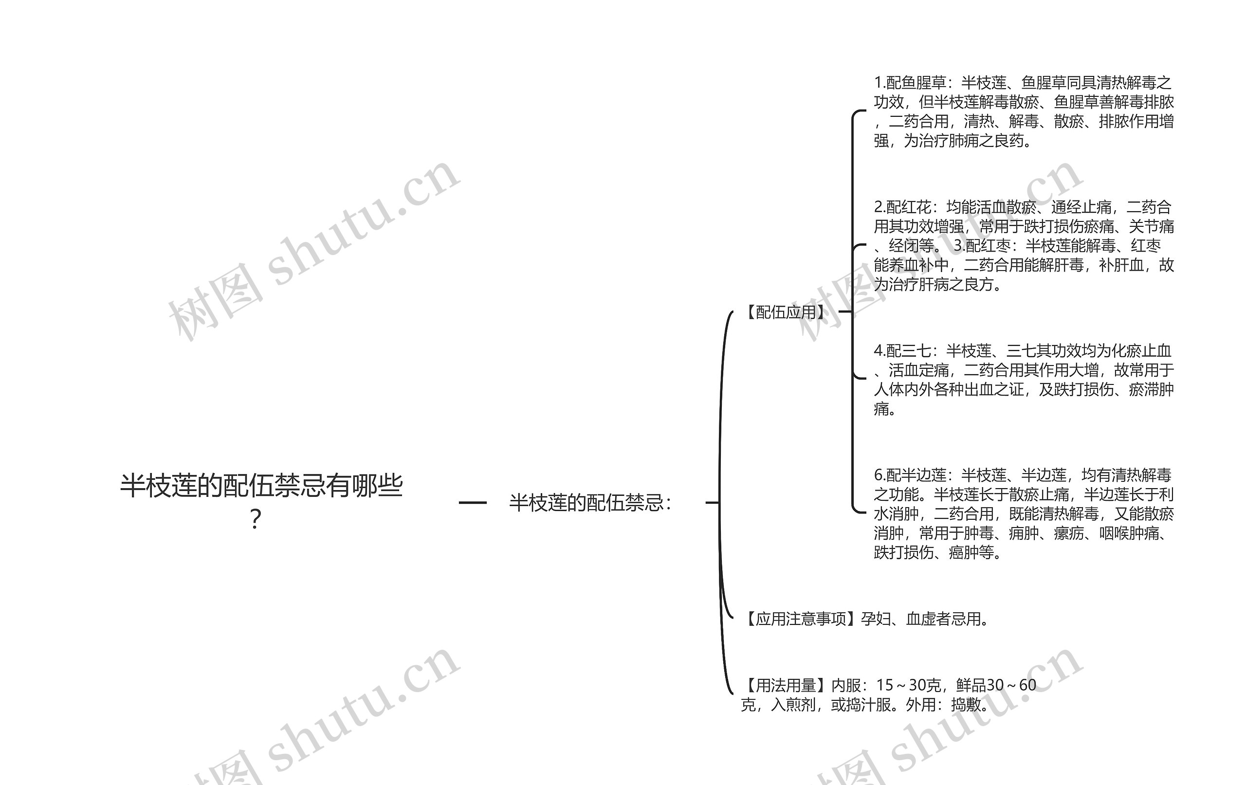 半枝莲的配伍禁忌有哪些？思维导图