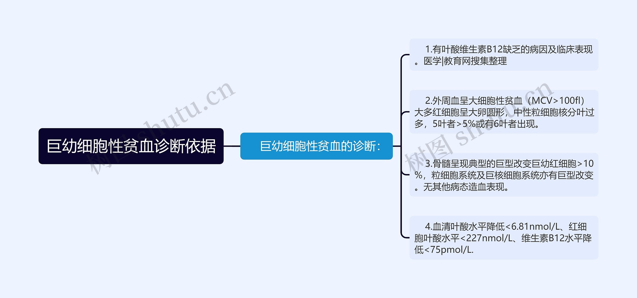 巨幼细胞性贫血诊断依据思维导图