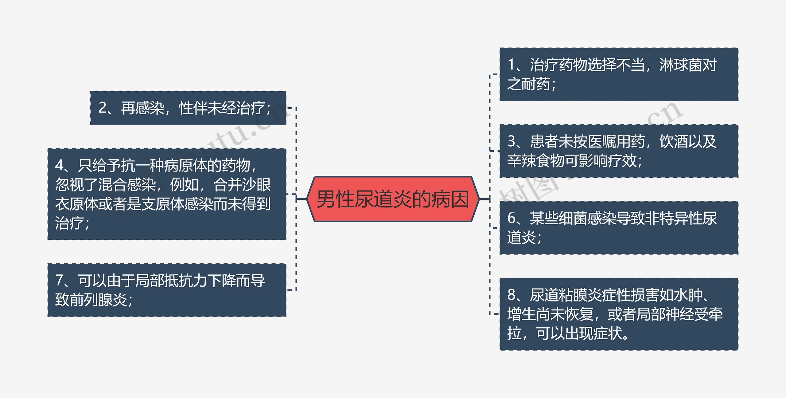 男性尿道炎的病因思维导图