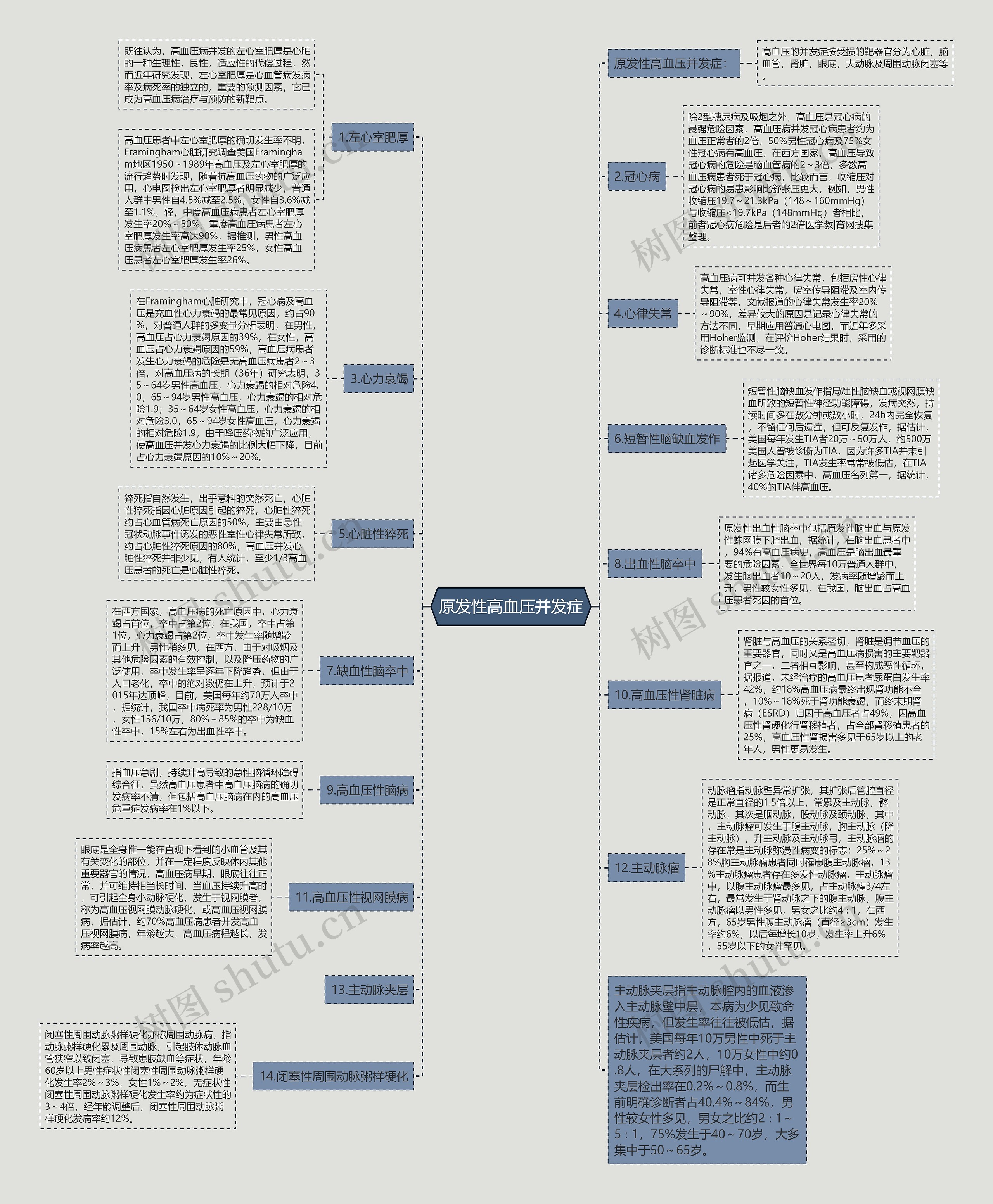 原发性高血压并发症思维导图