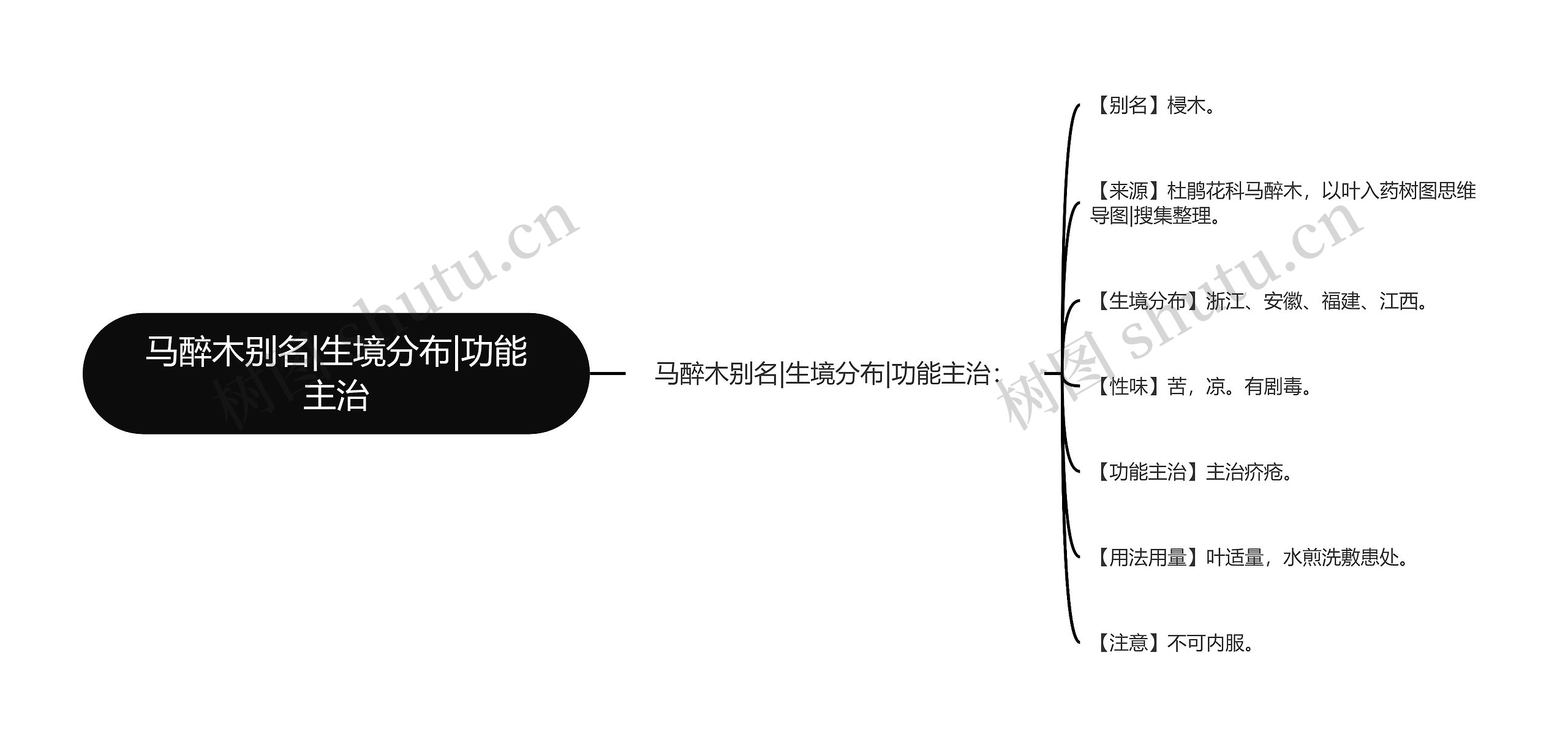 马醉木别名|生境分布|功能主治思维导图