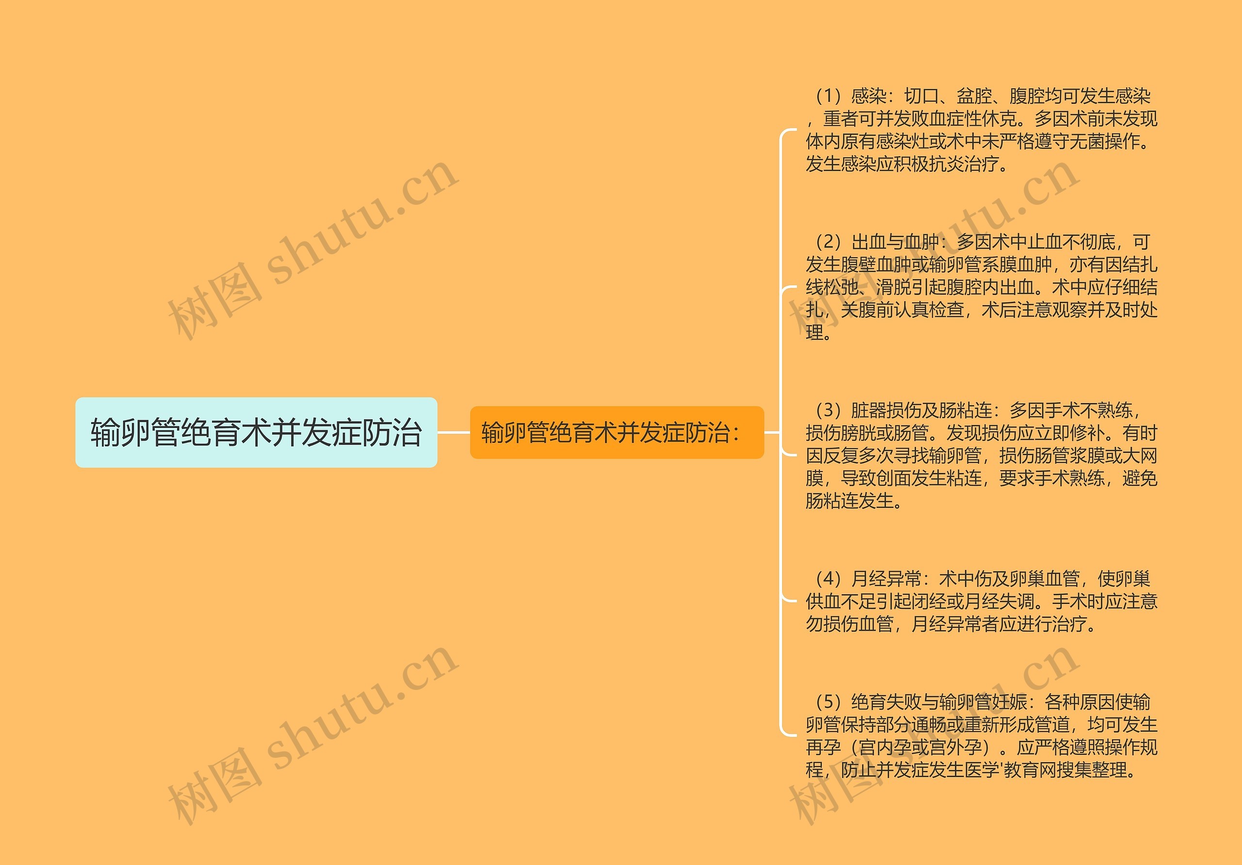 输卵管绝育术并发症防治思维导图