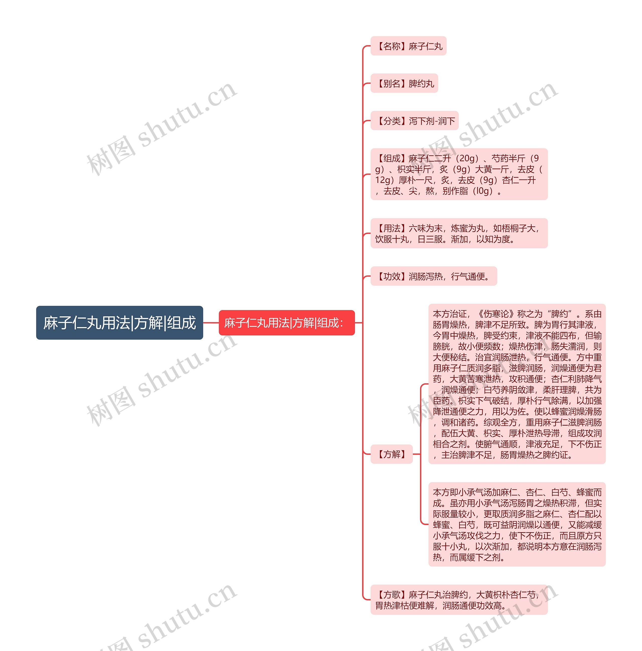 麻子仁丸用法|方解|组成思维导图