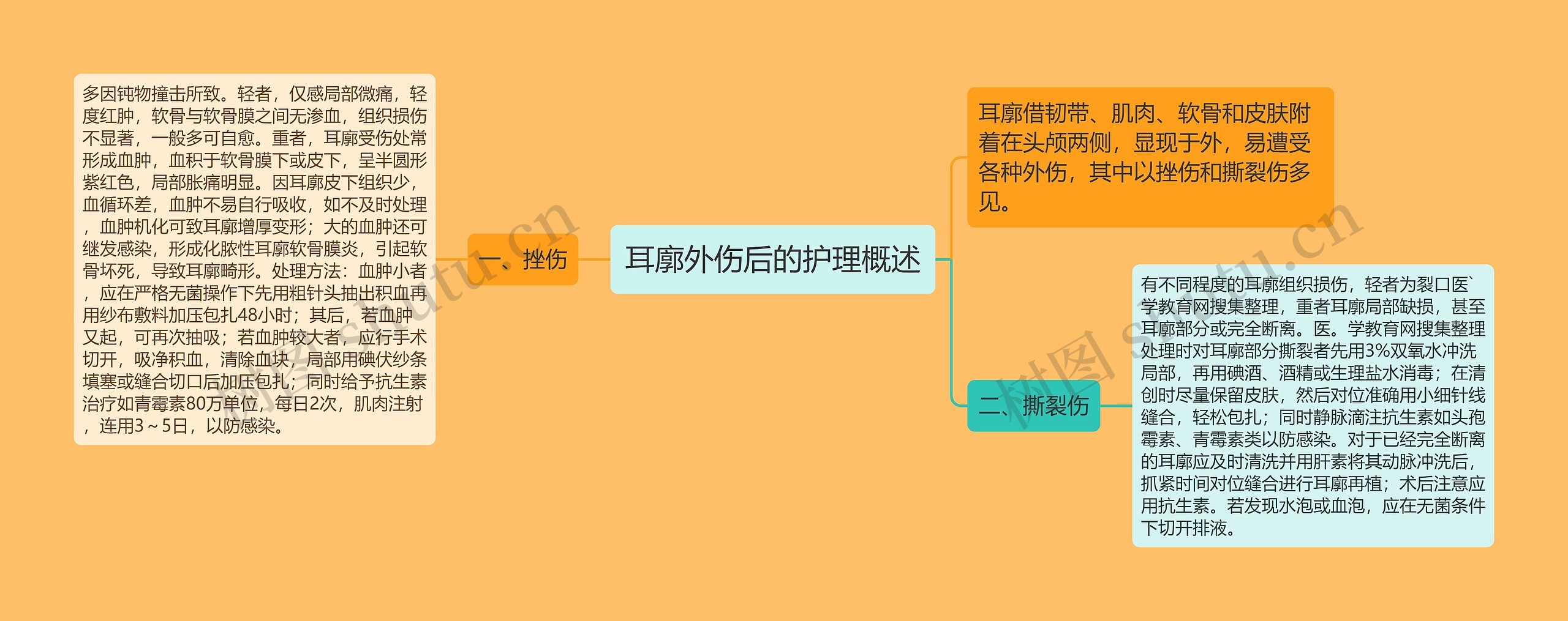 耳廓外伤后的护理概述思维导图