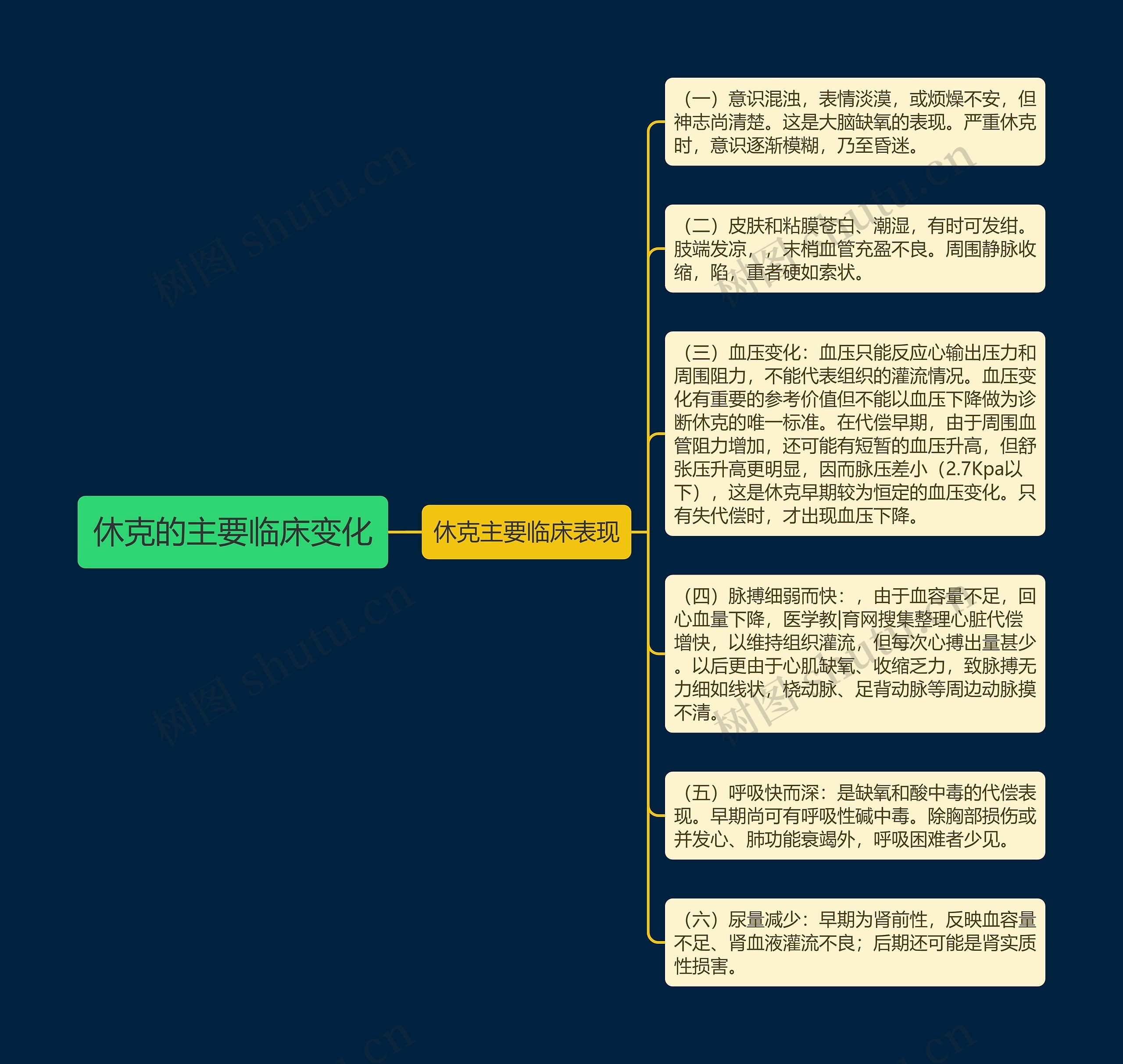 休克的主要临床变化思维导图